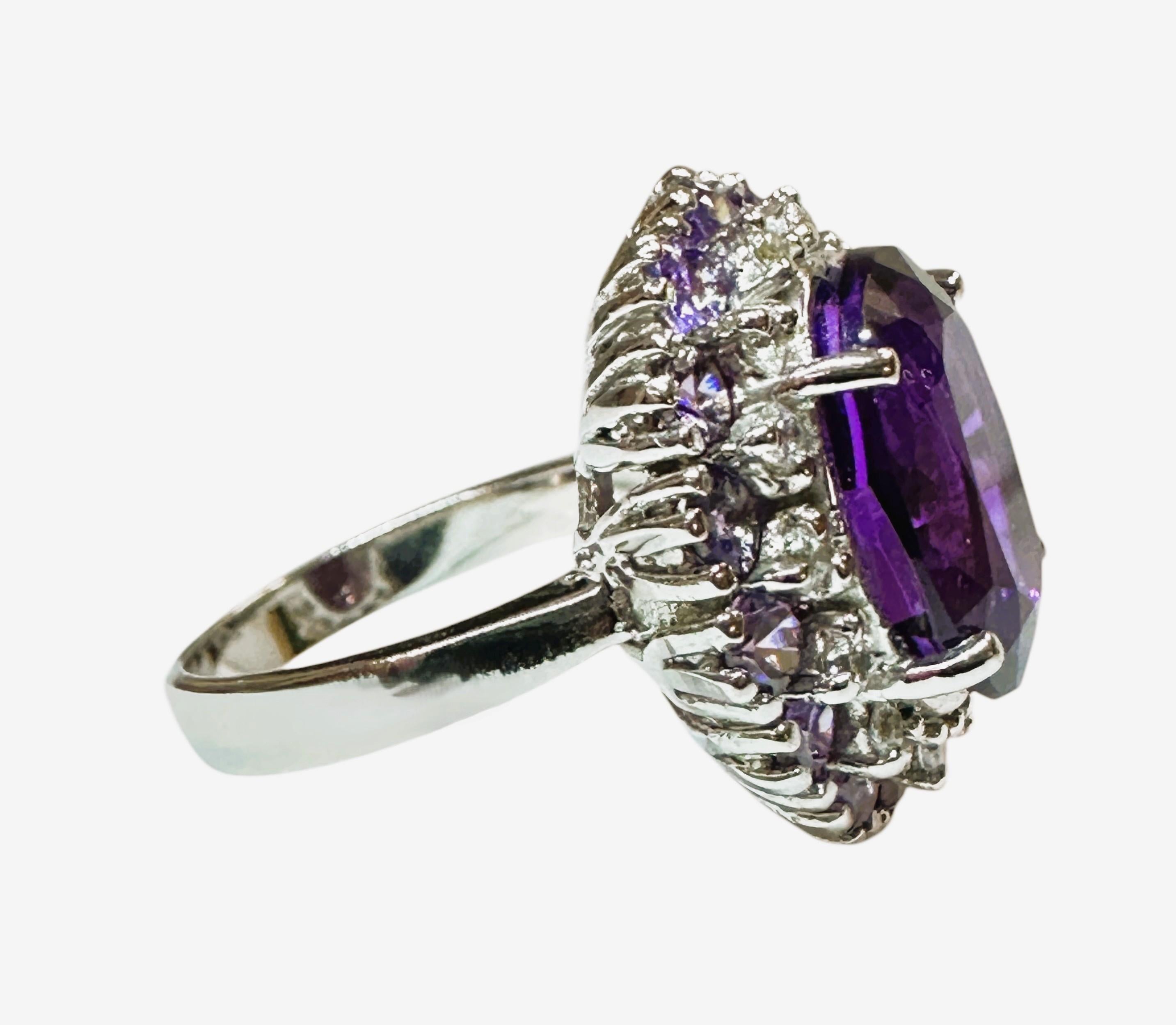 Nuevo Anillo de Esterlina Amatista Púrpura de 7,0 Quilates y Zafiro Púrpura talla Diamante en Nuevo Estado en Eagan, MN