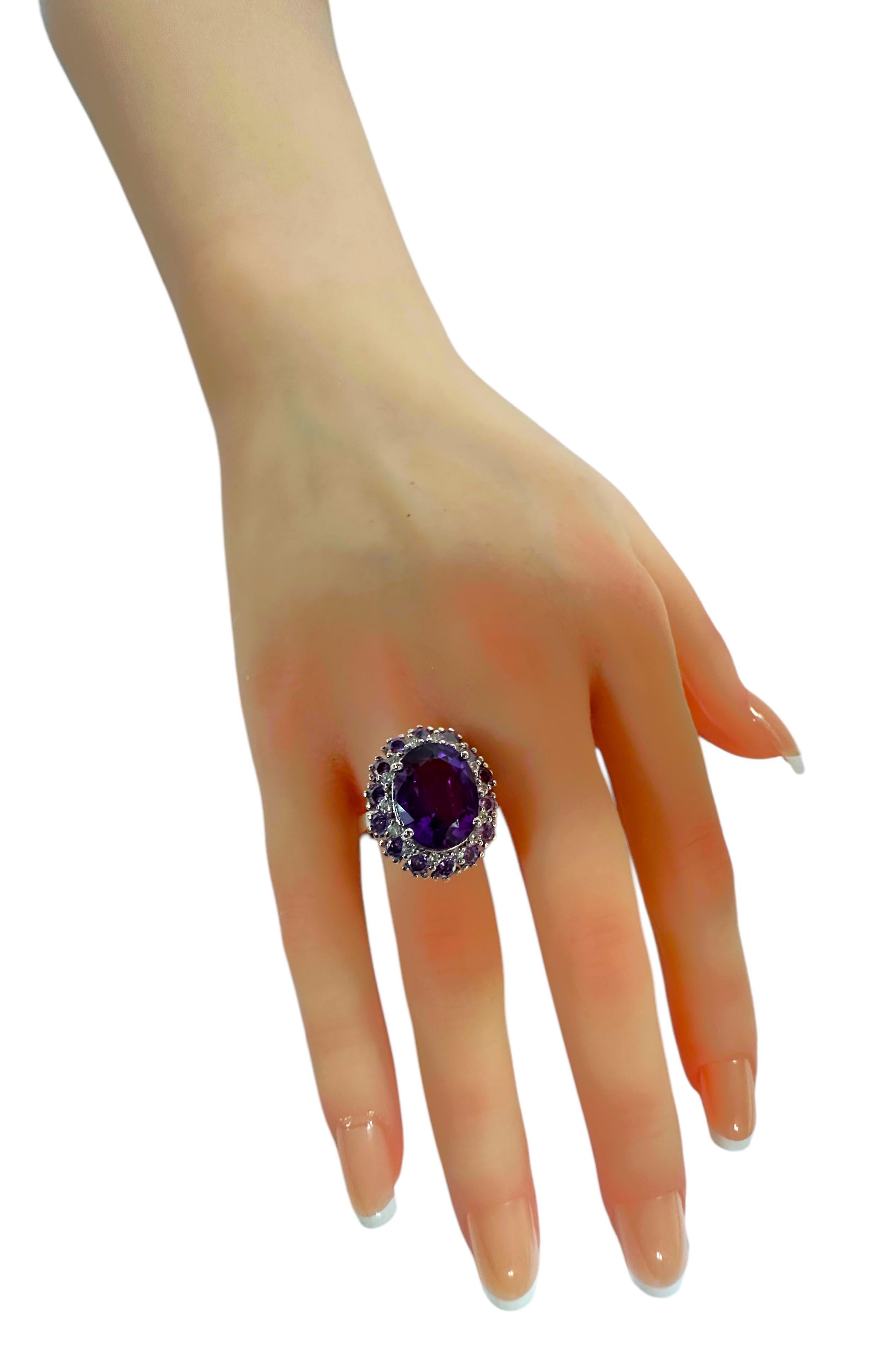 Nuevo Anillo de Esterlina Amatista Púrpura de 7,0 Quilates y Zafiro Púrpura talla Diamante 2