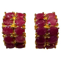Nuovi orecchini in argento 925 placcati in oro giallo con rubino rosso da 7,0 carati