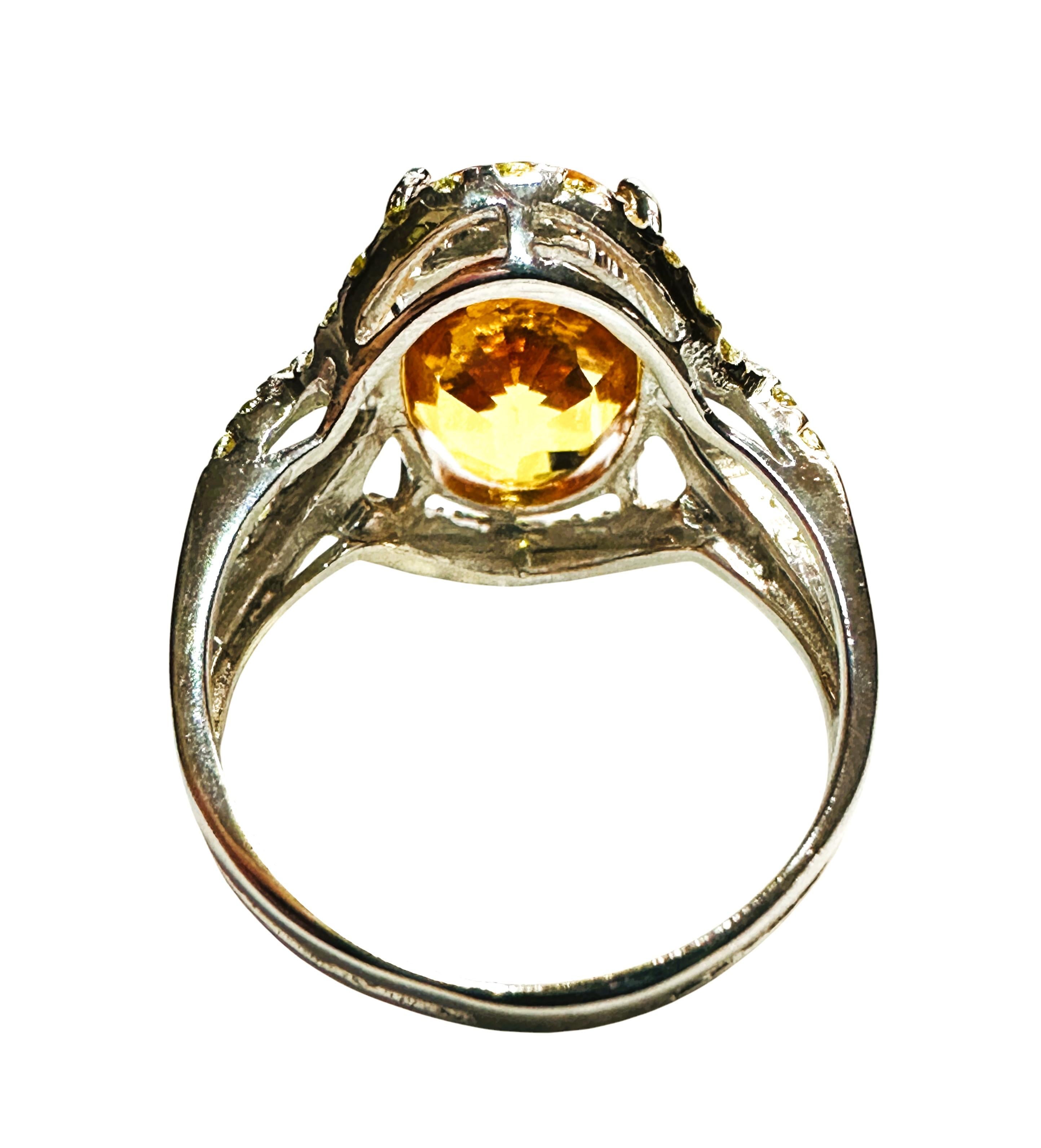 Oval Cut New 7.08 Carat Yellow Sapphire & Diamond Cut Sapphire Sterling Ring Size 6.25