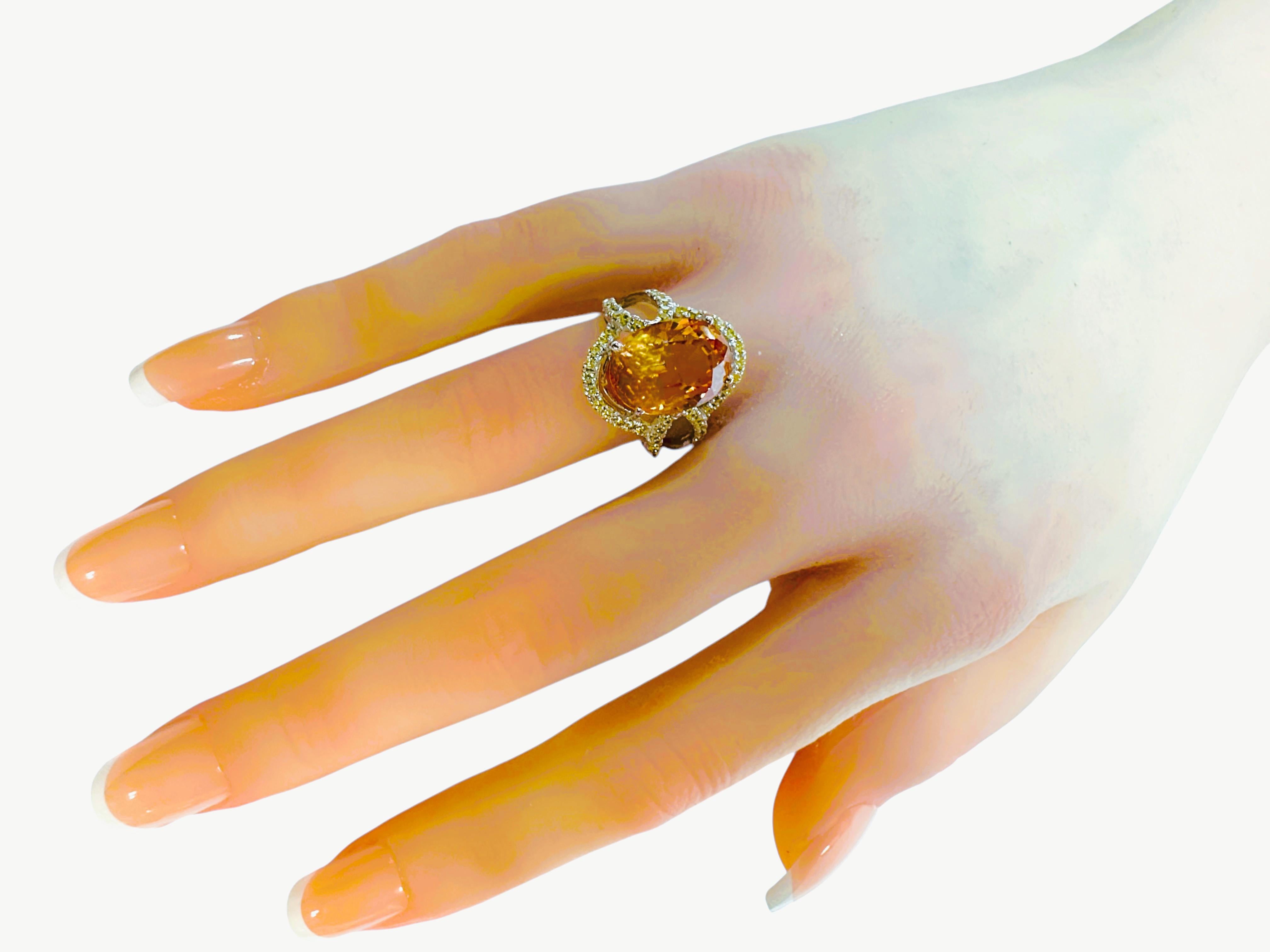 New 7.08 Carat Yellow Sapphire & Diamond Cut Sapphire Sterling Ring Size 6.25 1