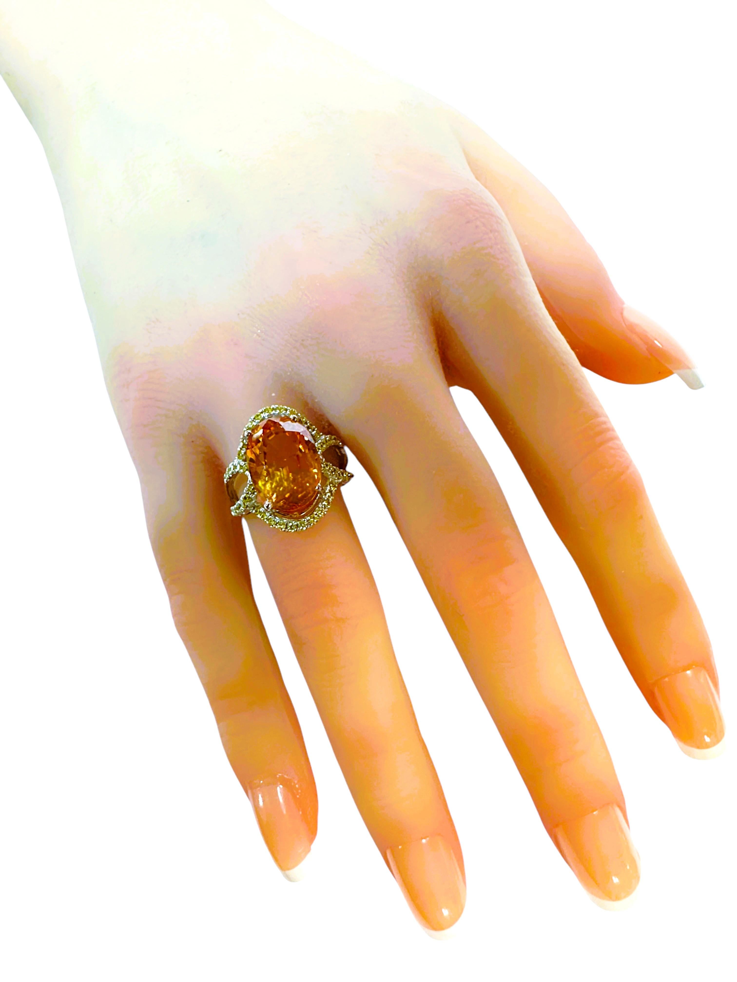 New 7.08 Carat Yellow Sapphire & Diamond Cut Sapphire Sterling Ring Size 6.25 2