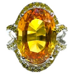 Nuovo anello in sterling con zaffiro giallo da 7,08 carati e zaffiro tagliato a diamante, misura 6,25