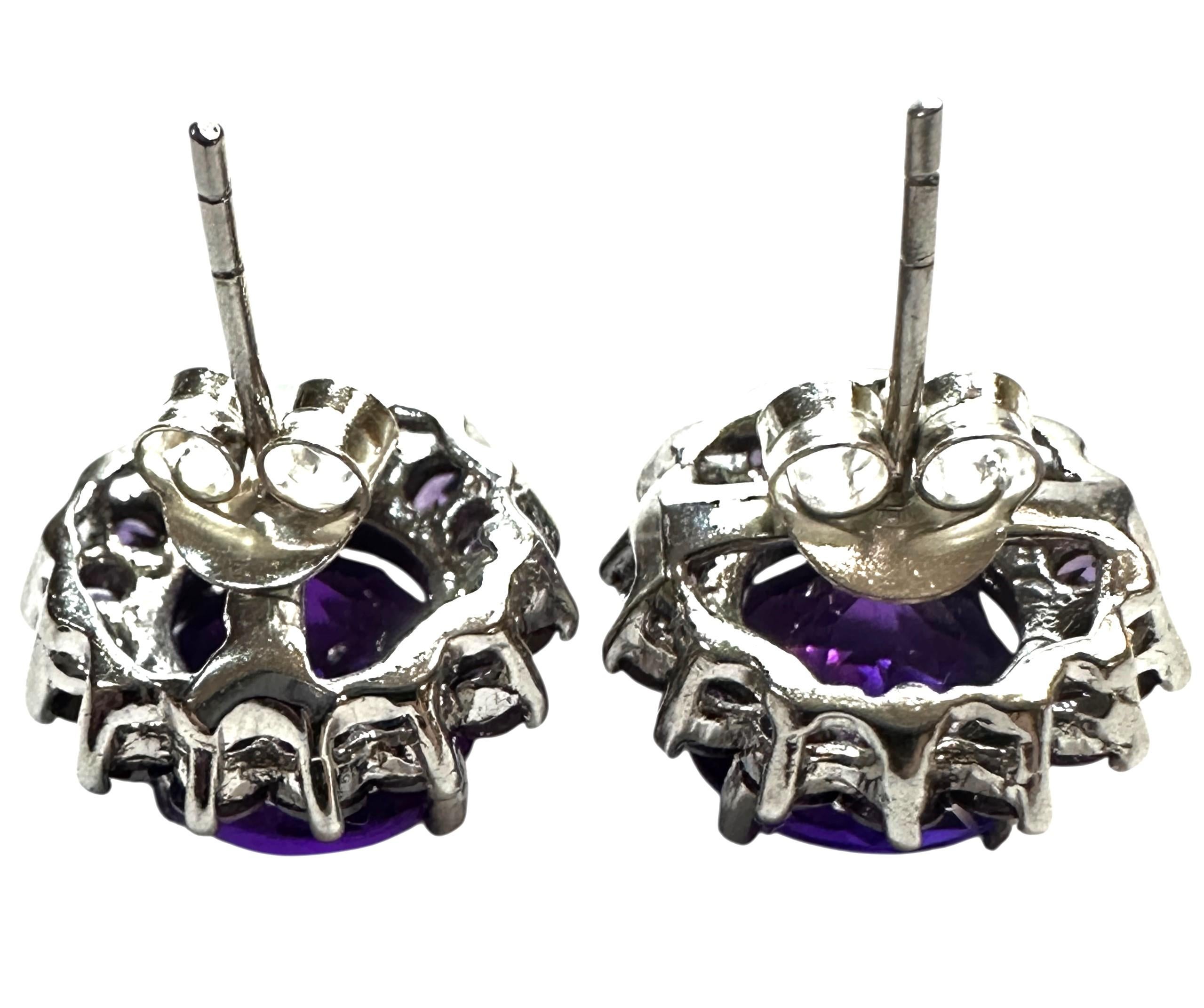 Neu 7,44 Karat Violett Amethyst & Diamantschliff Lila Saphir Sterling Ohrringe, neu im Zustand „Neu“ in Eagan, MN