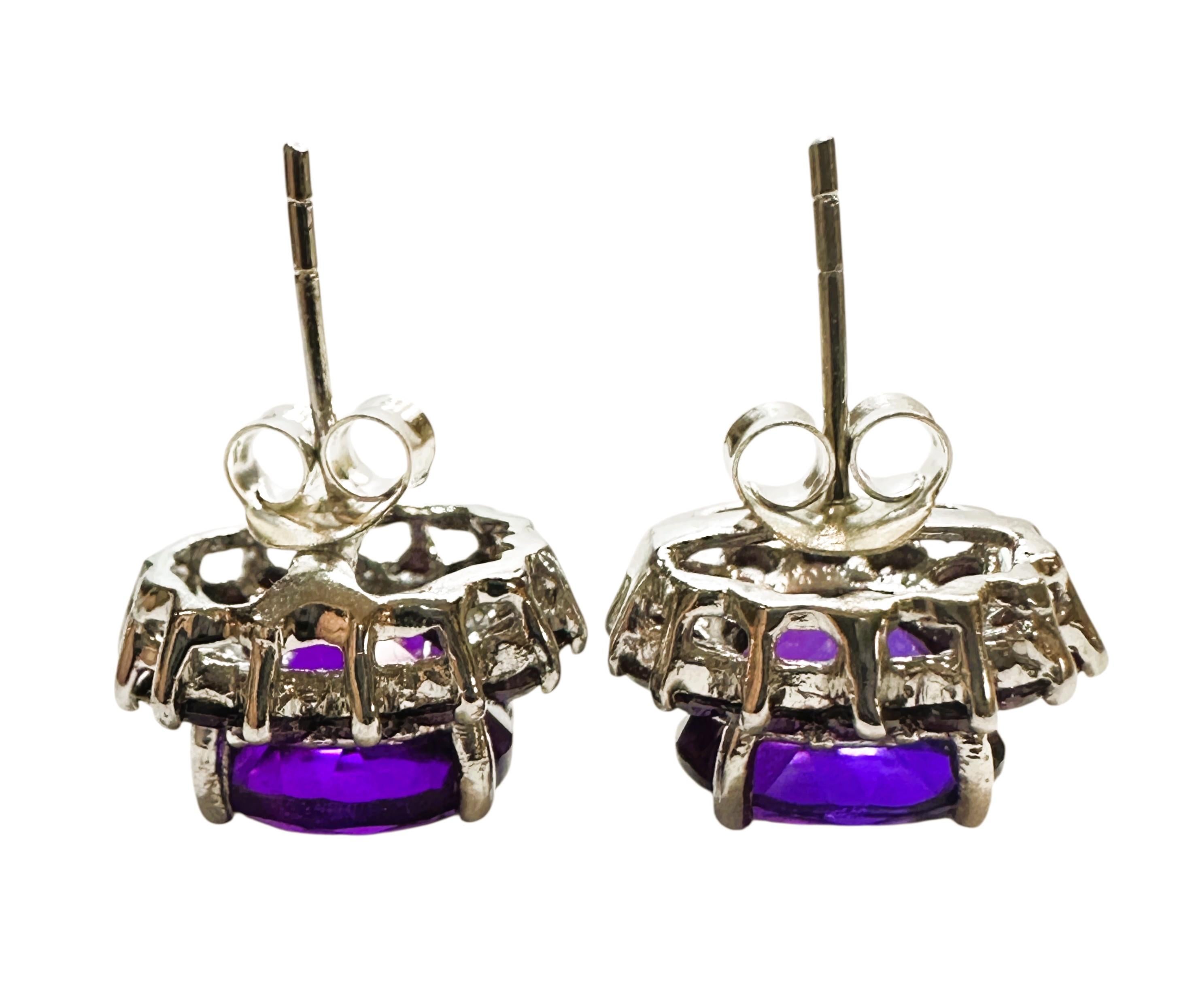 Neu 7,44 Karat Violett Amethyst & Diamantschliff Lila Saphir Sterling Ohrringe, neu Damen