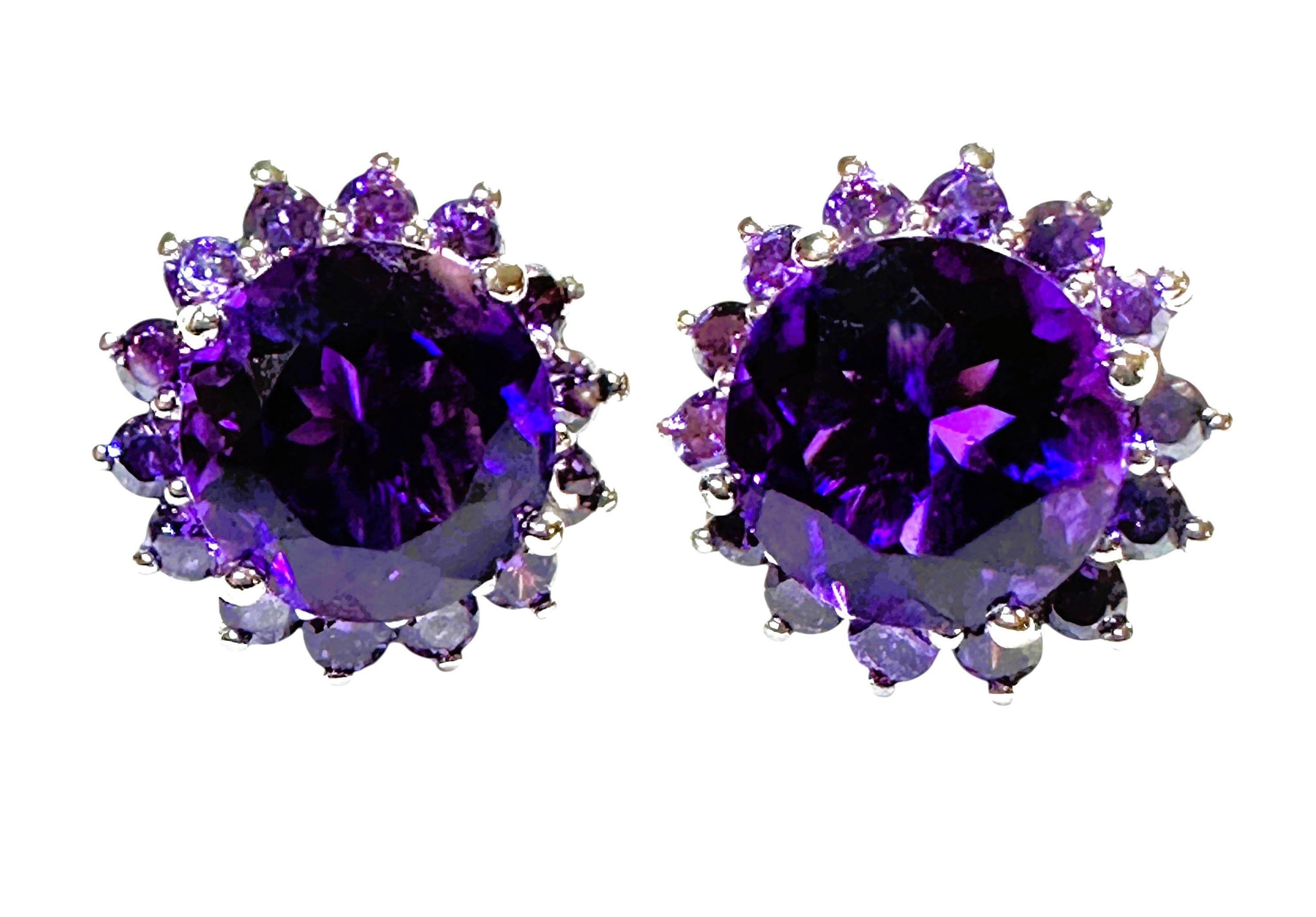 Neu 7,44 Karat Violett Amethyst & Diamantschliff Lila Saphir Sterling Ohrringe, neu 2