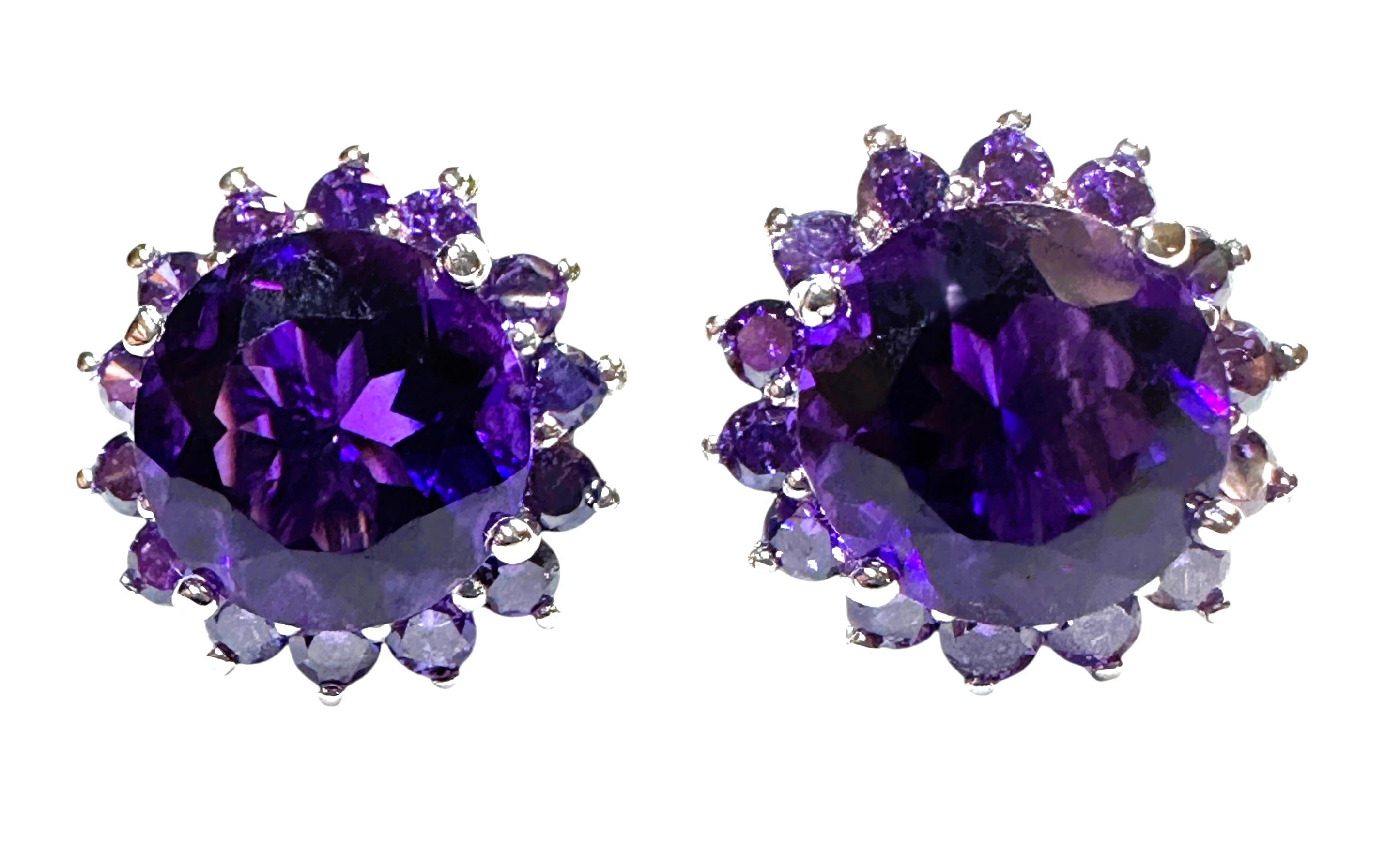 Neu 7,44 Karat Violett Amethyst & Diamantschliff Lila Saphir Sterling Ohrringe, neu 3