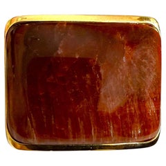New 7.5 Carat Rare Orange Seraphinite 14k Yellow Gold PL Sterling Ring