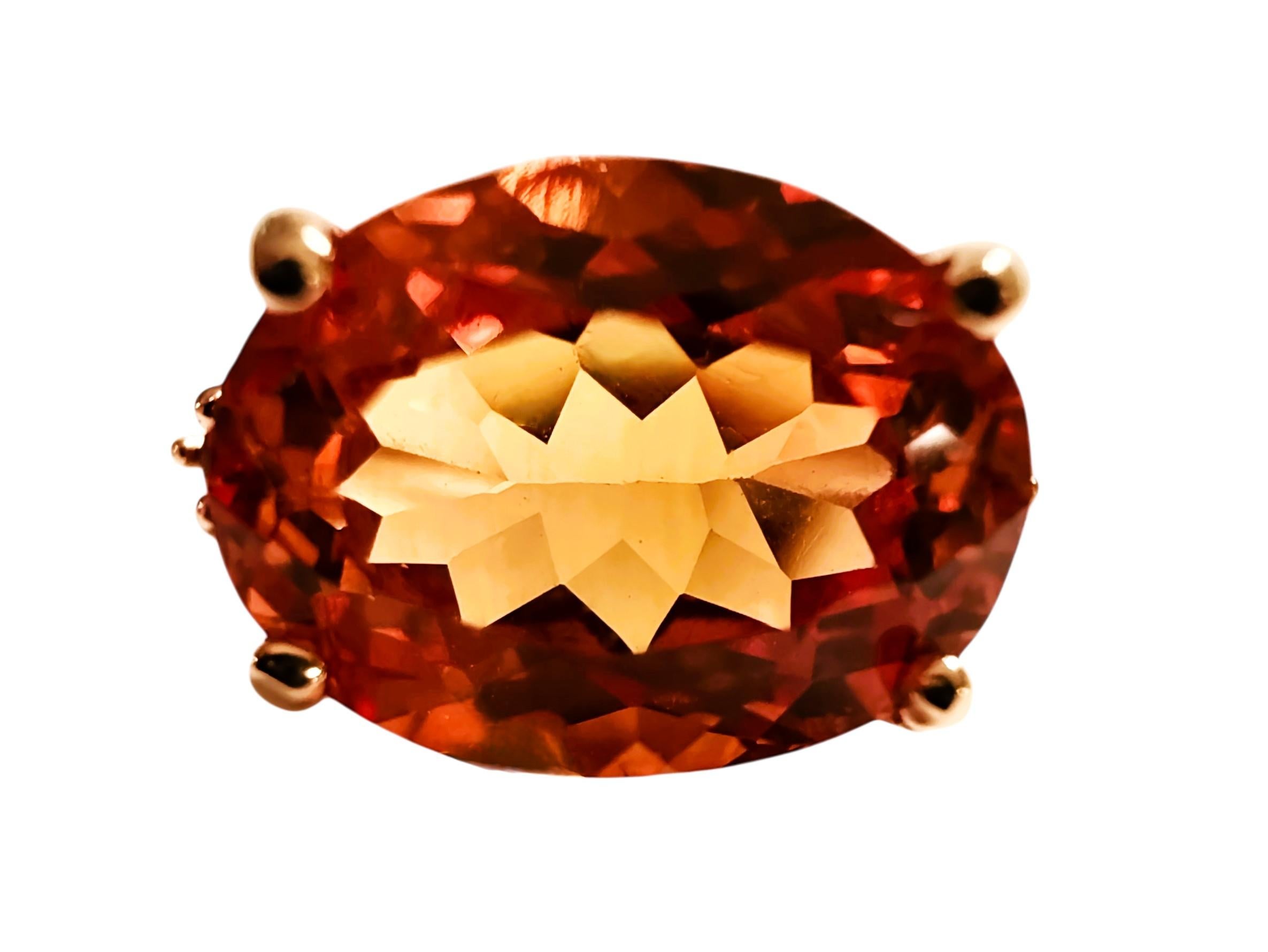 Art déco New 7.5 Carat Sunset Sapphire & Diamond Cut Sapphire R Gold PL Sterling Ring en vente
