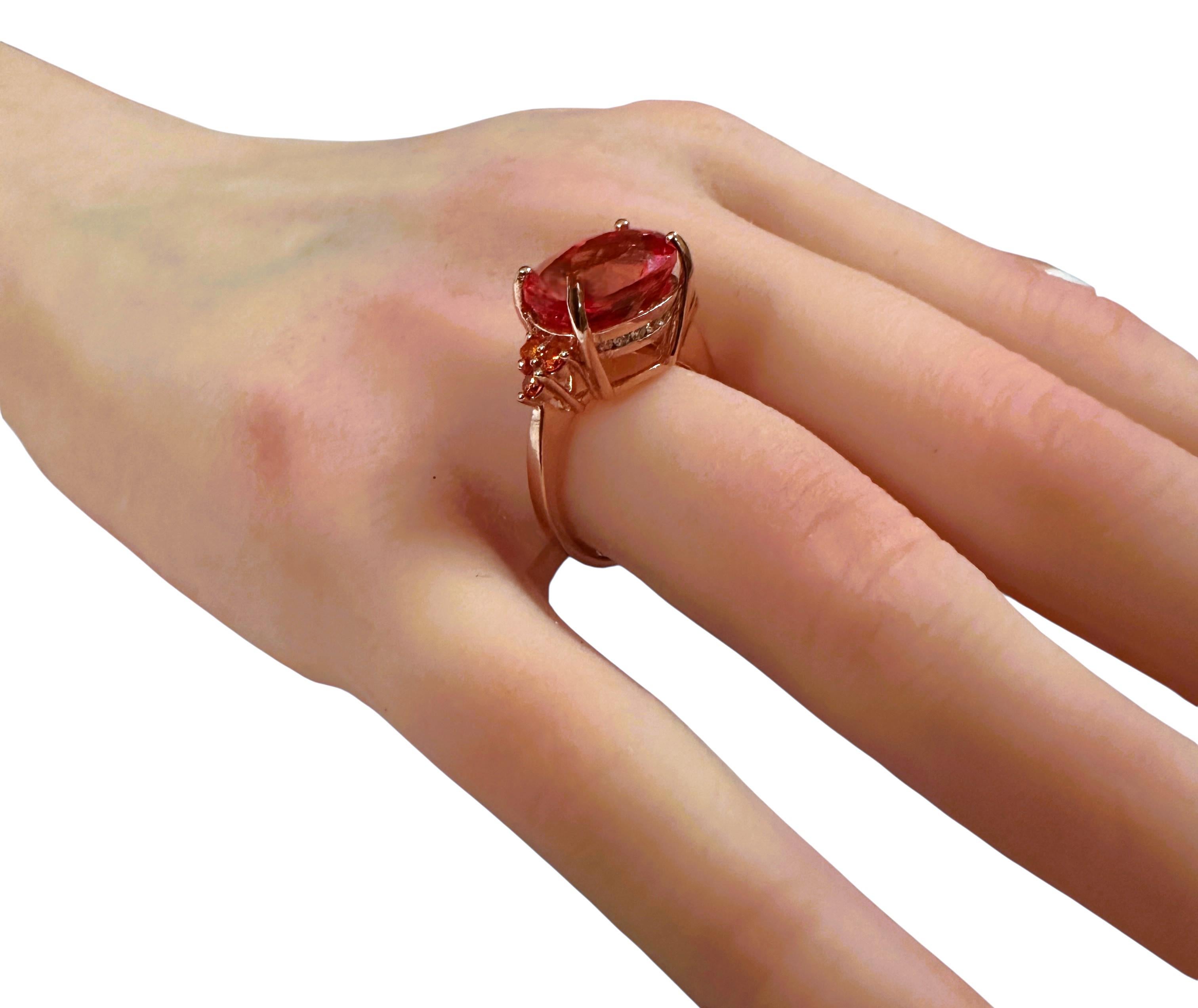 New 7.5 Carat Sunset Sapphire & Diamond Cut Sapphire R Gold PL Sterling Ring en vente 1