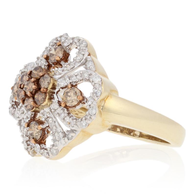New .75ctw Round Brilliant Diamond Ring, 10k Gold Quatrefoil Clover Hearts 2