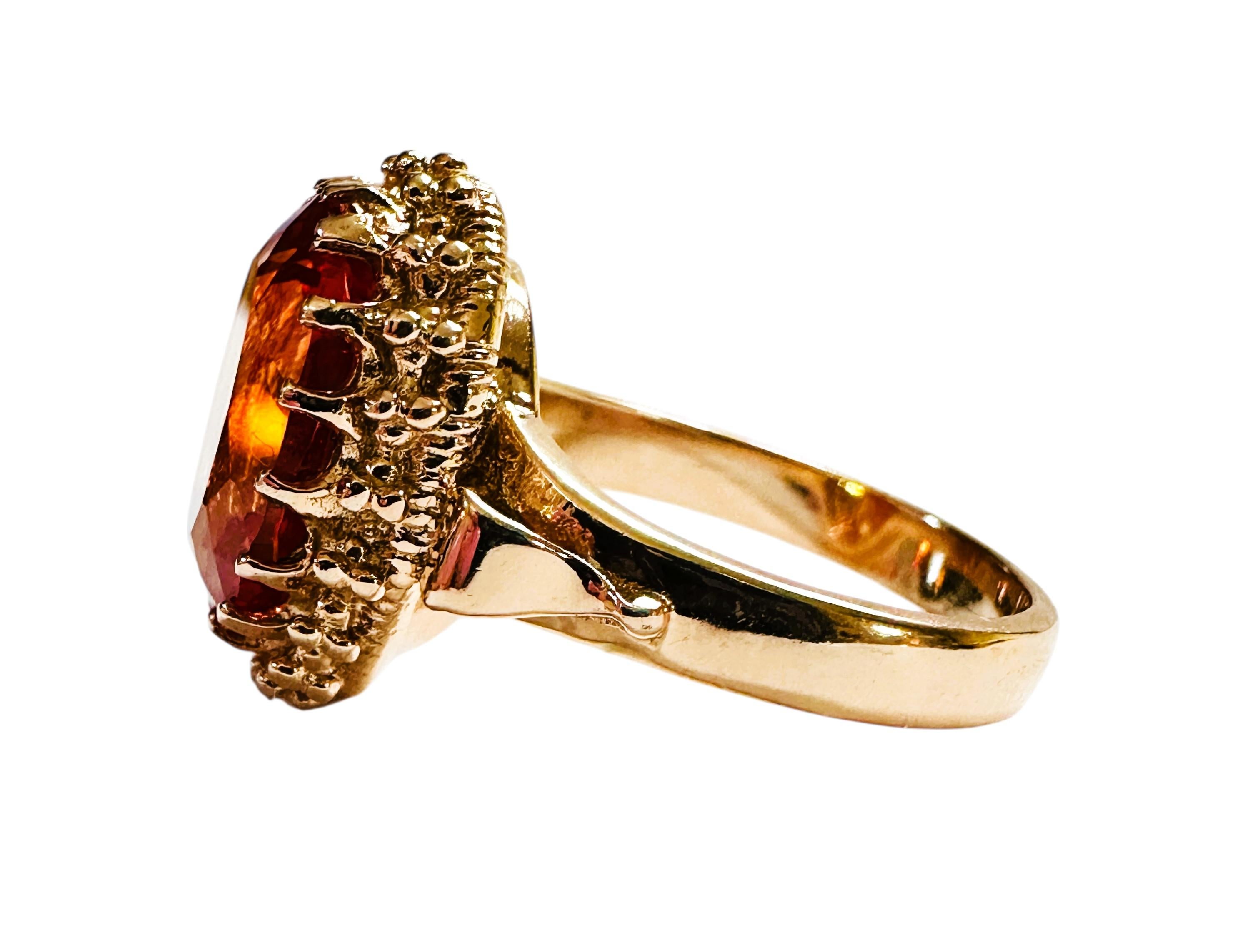 Art déco New 7.6 Carat Sunset Sapphire & Diamond Cut Crown Design R Gold PL Sterling Ring en vente
