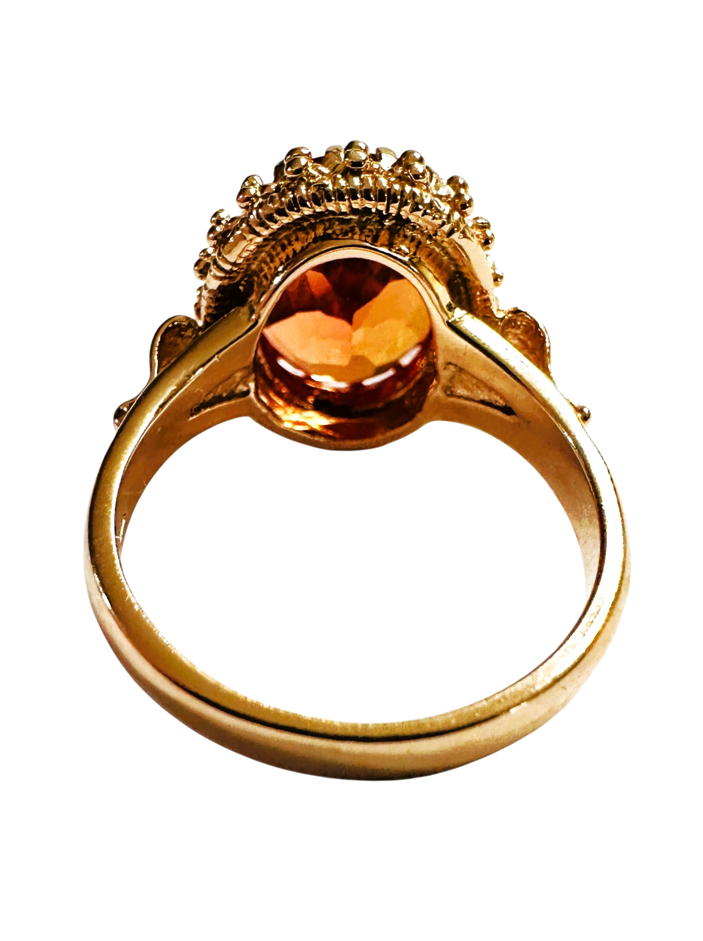 Taille ovale New 7.6 Carat Sunset Sapphire & Diamond Cut Crown Design R Gold PL Sterling Ring en vente