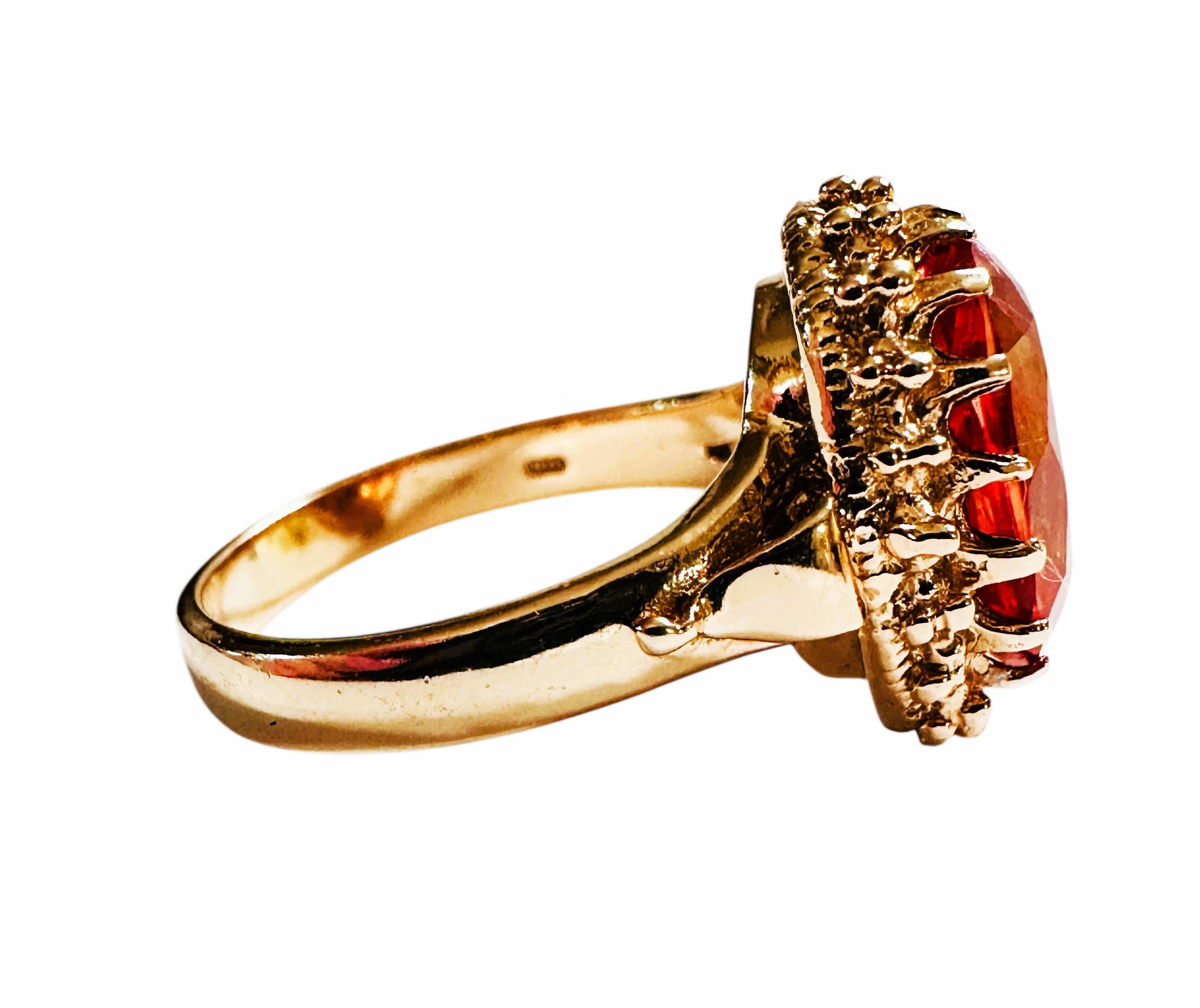 New 7.6 Carat Sunset Sapphire & Diamond Cut Crown Design R Gold PL Sterling Ring Neuf - En vente à Eagan, MN