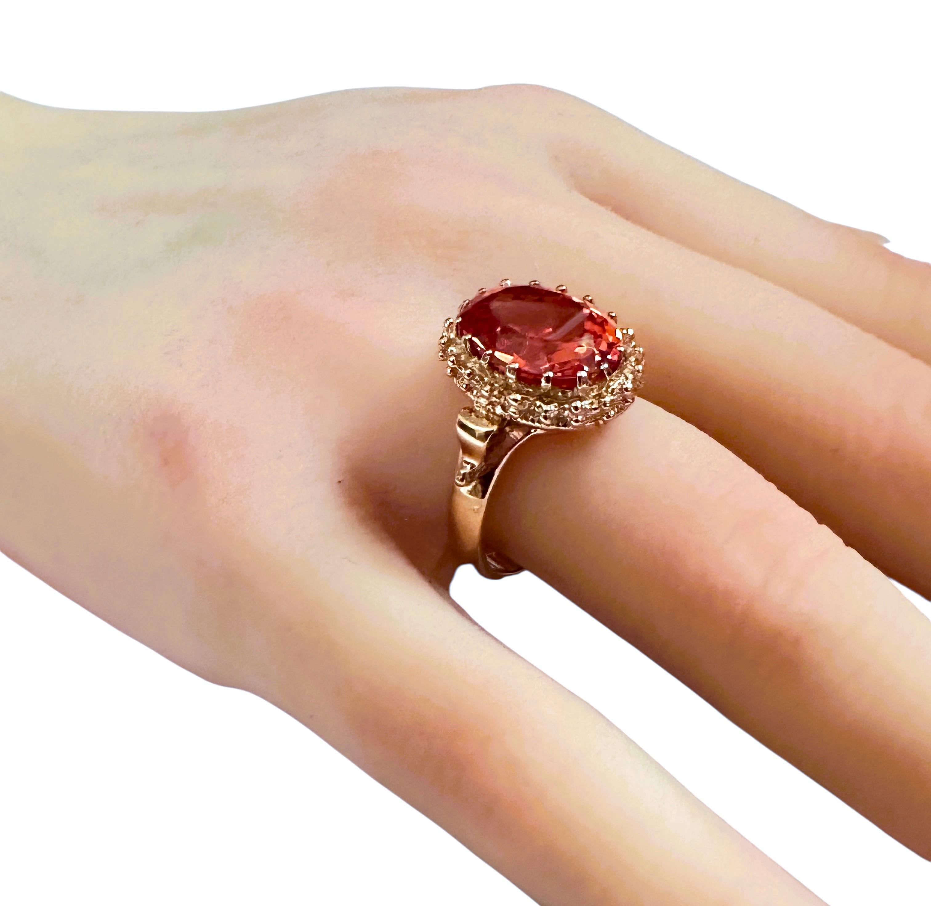 New 7.6 Carat Sunset Sapphire & Diamond Cut Crown Design R Gold PL Sterling Ring Pour femmes en vente