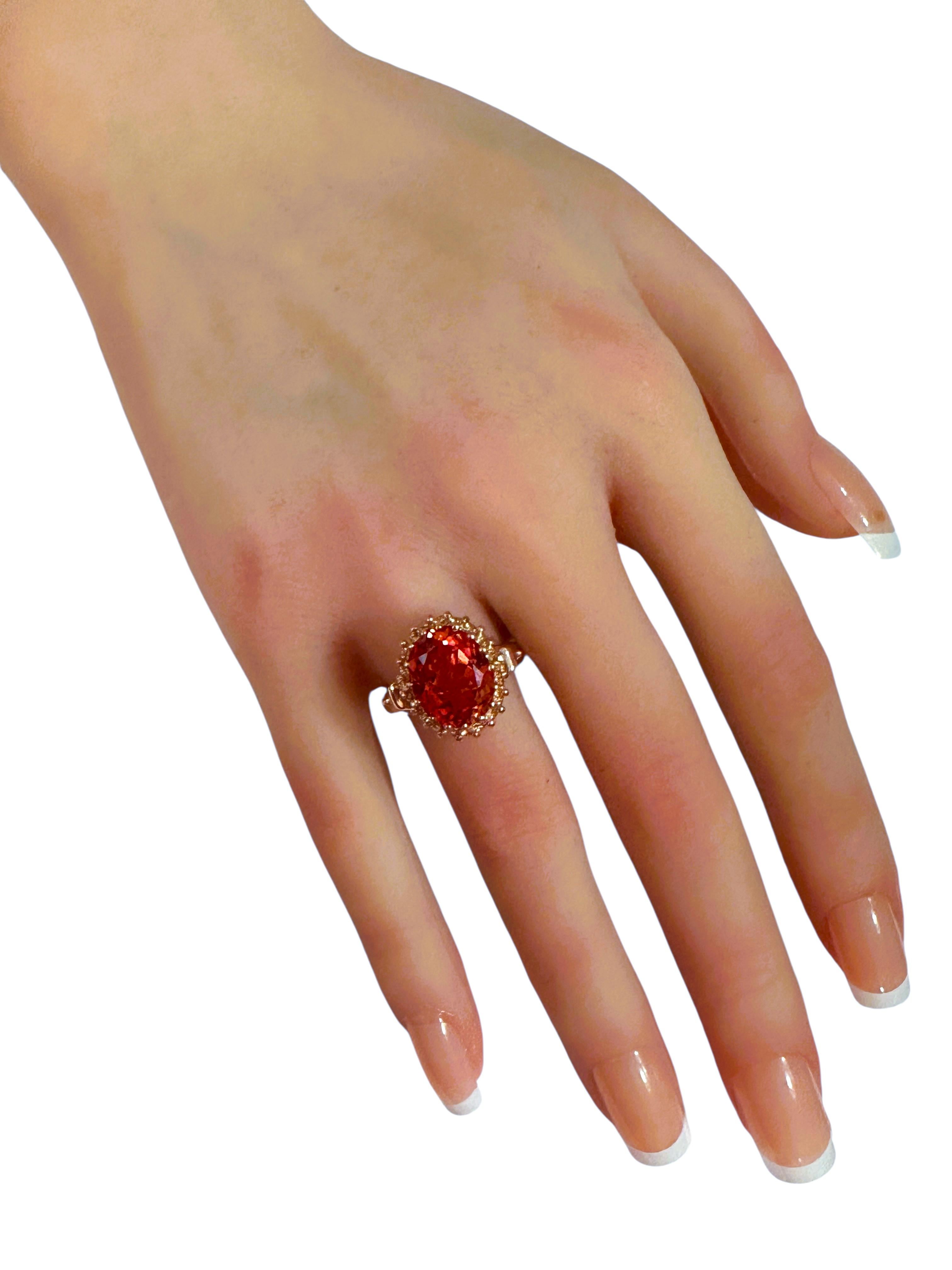 New 7.6 Carat Sunset Sapphire & Diamond Cut Crown Design R Gold PL Sterling Ring en vente 1