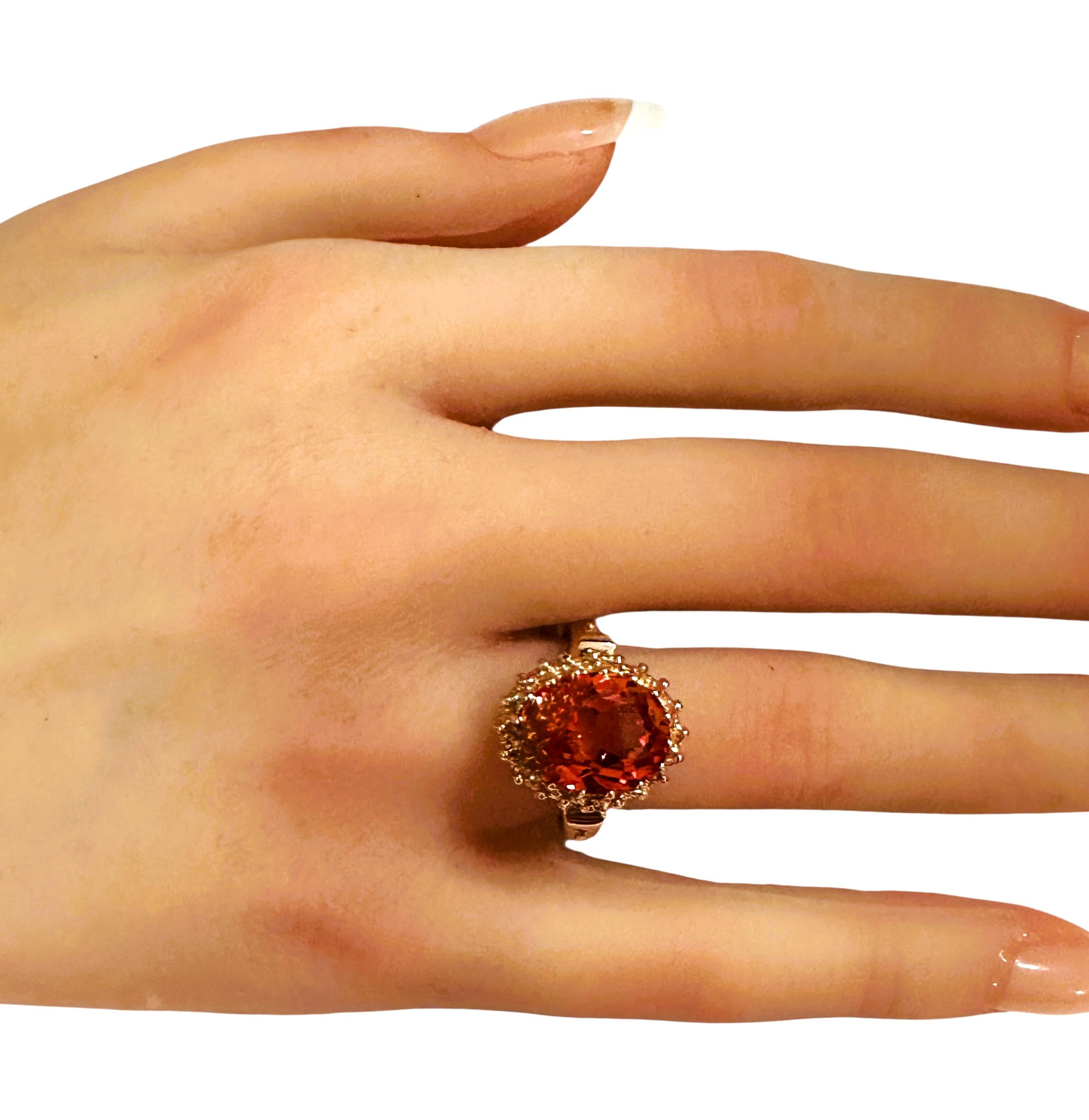 New 7.6 Carat Sunset Sapphire & Diamond Cut Crown Design R Gold PL Sterling Ring en vente 2