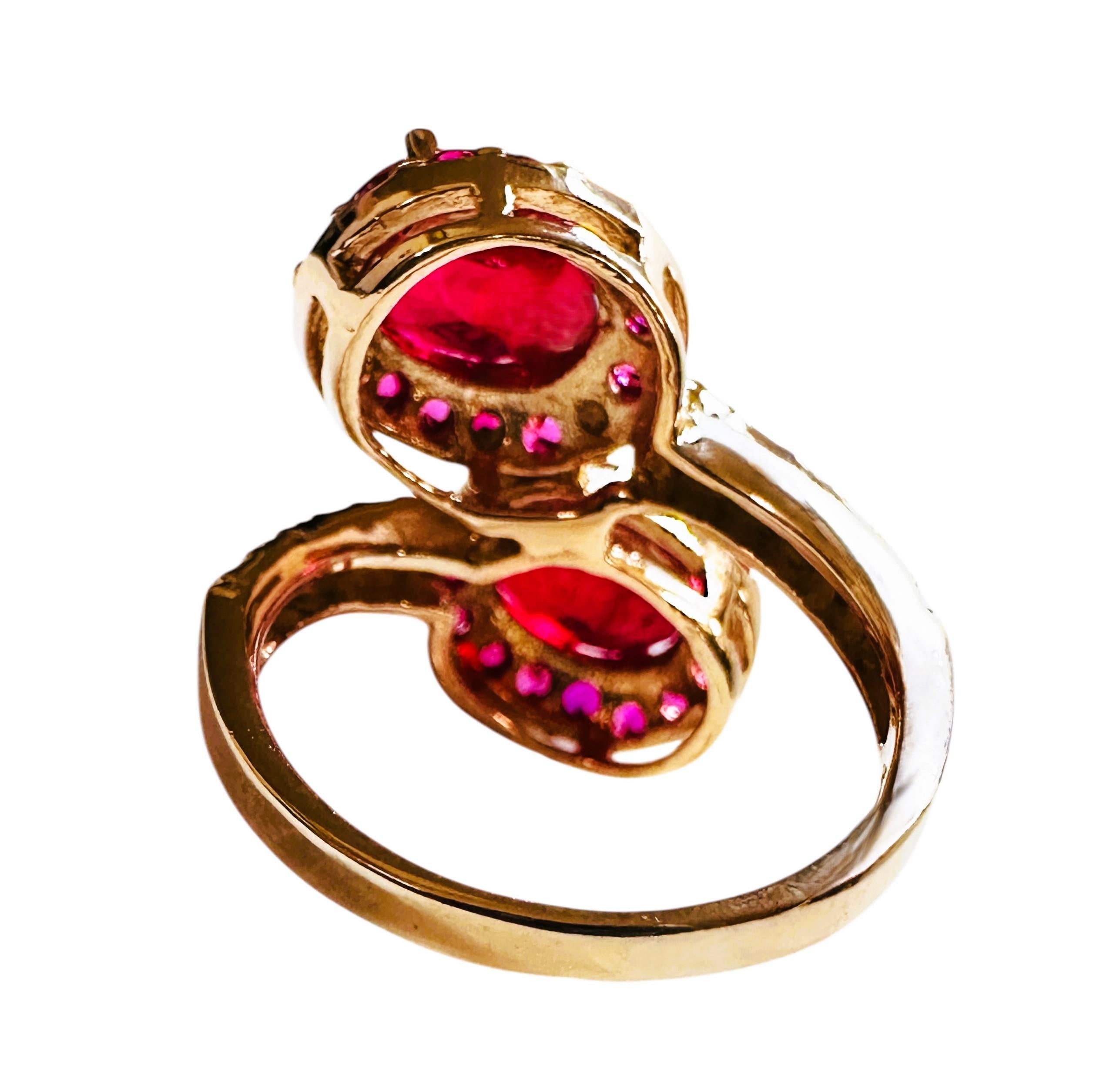 Oval Cut New 7.6 Carat Two Stone Red Sapphire & Diamond Cut Spinel R Gold P Sterling Ring