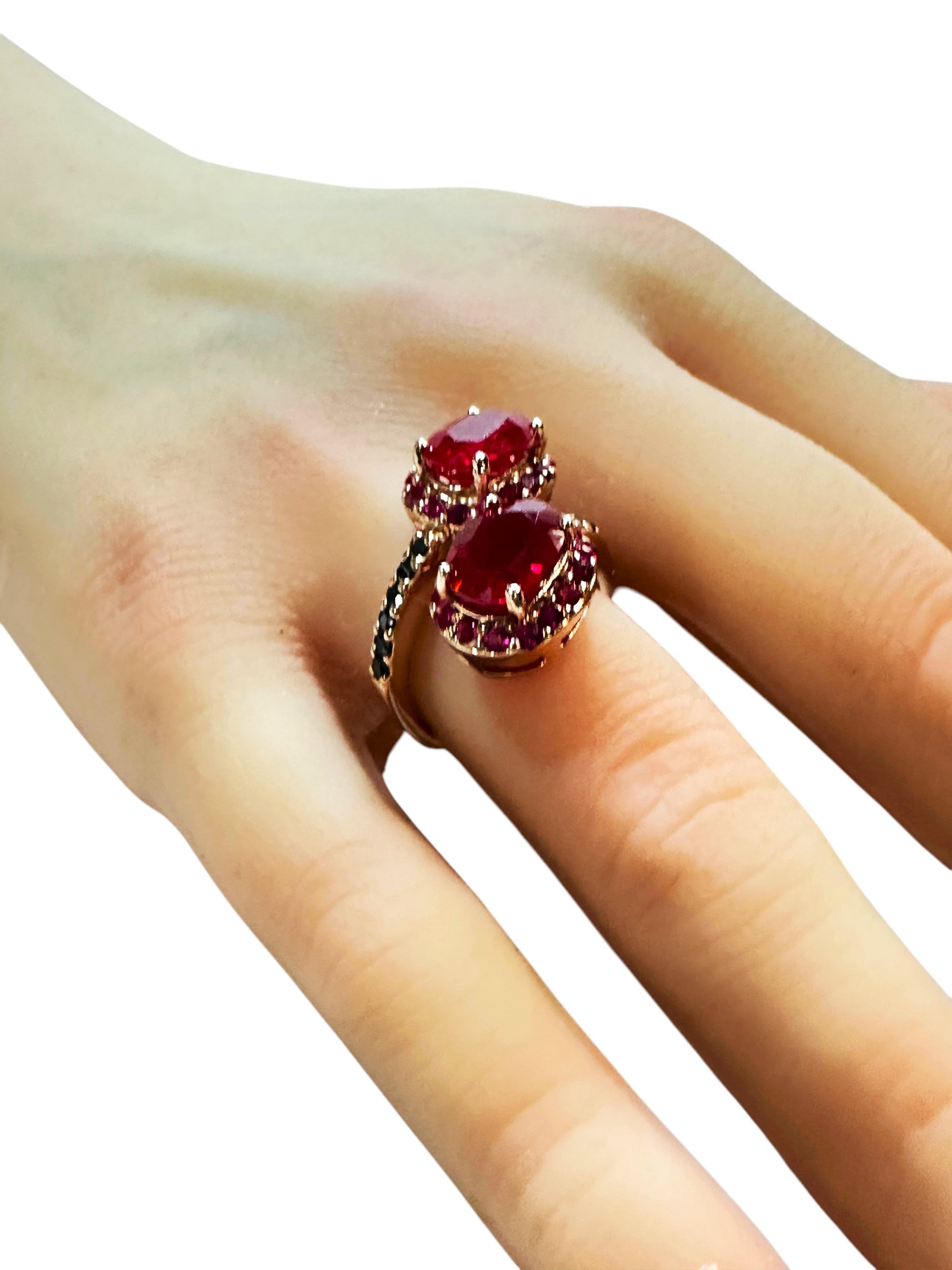 New 7.6 Carat Two Stone Red Sapphire & Diamond Cut Spinel R Gold P Sterling Ring 1