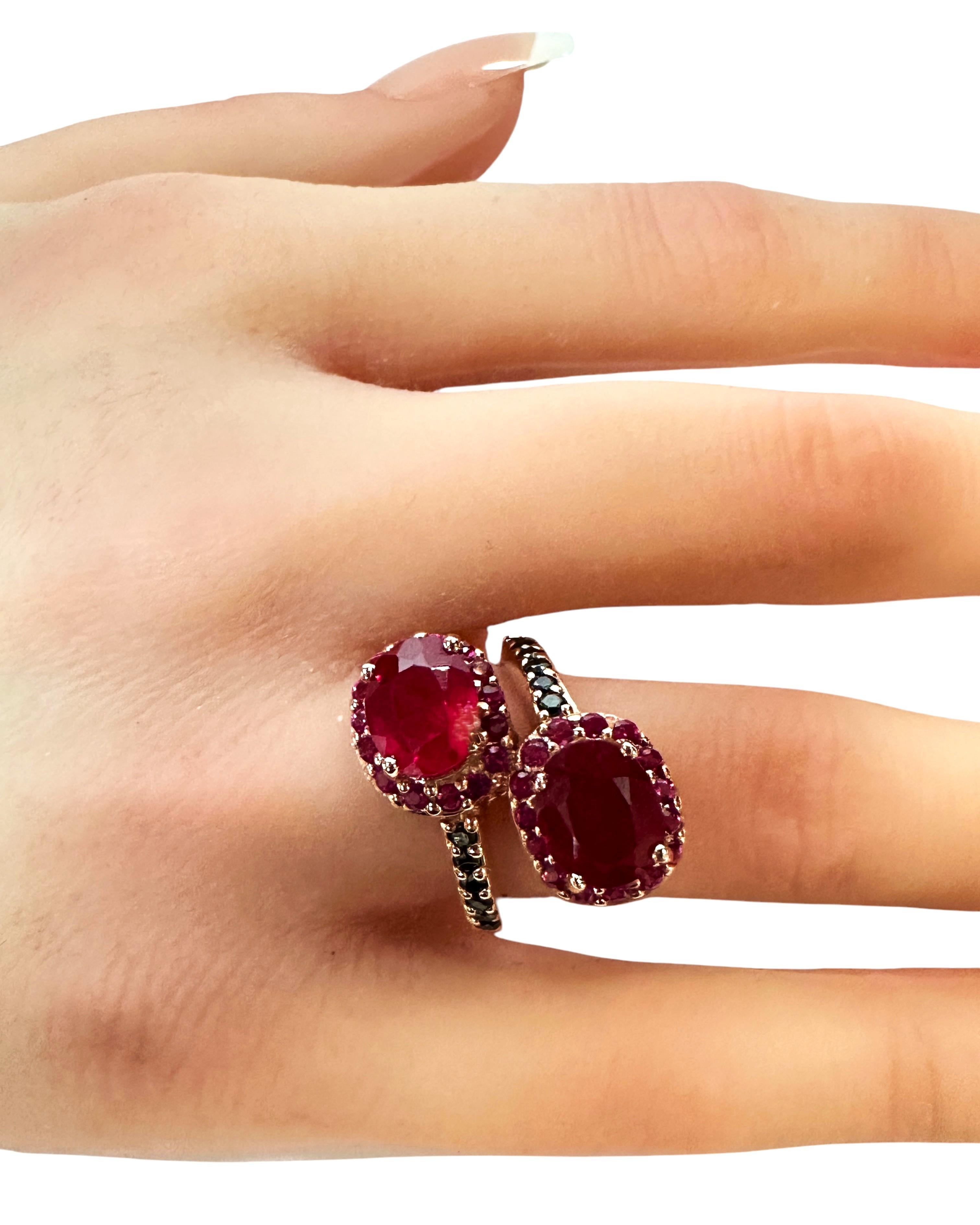 New 7.6 Carat Two Stone Red Sapphire & Diamond Cut Spinel R Gold P Sterling Ring 2