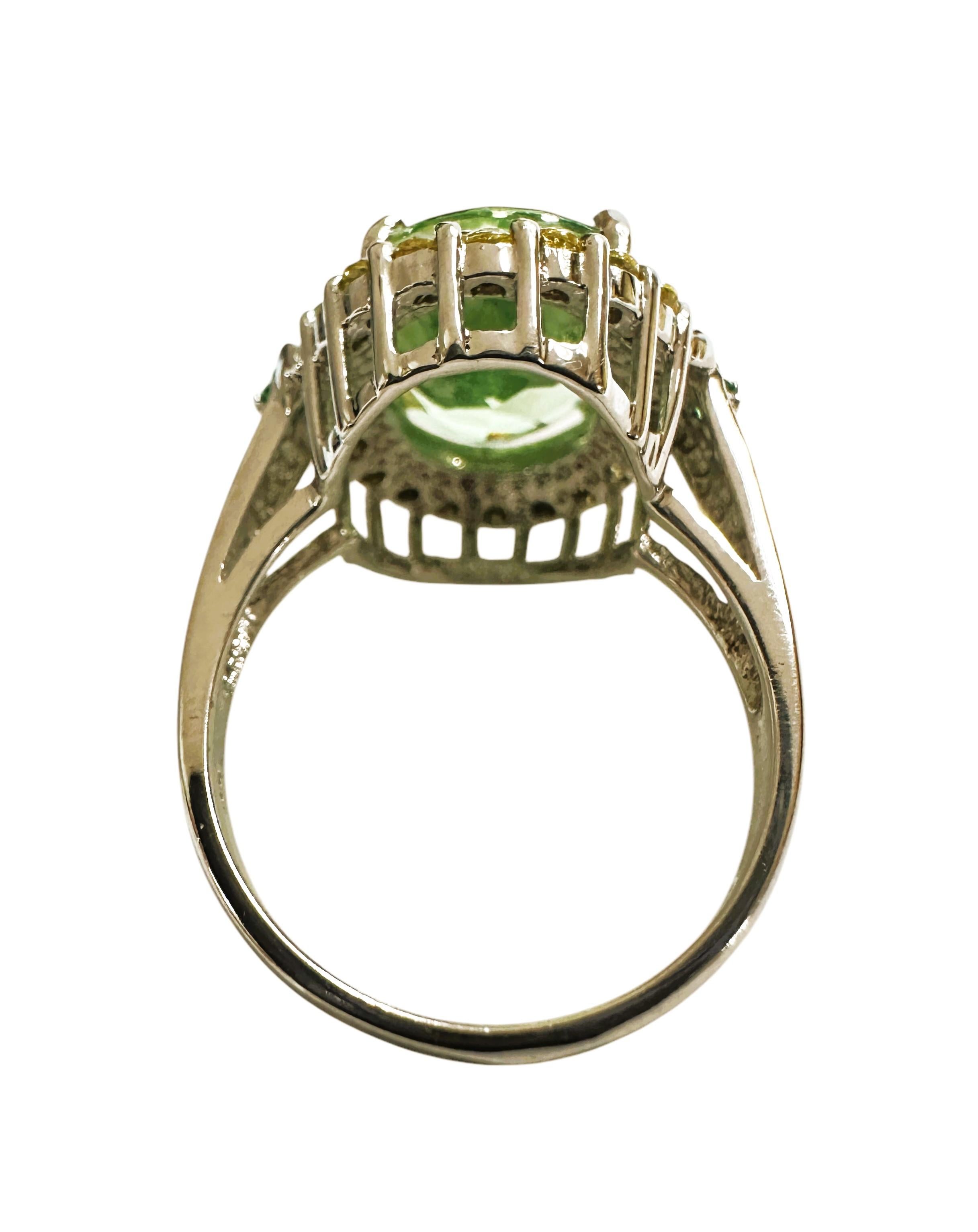 De las mujeres Nuevo Anillo de Plata de Ley de 7,65 Quilates de Peridoto Verde Menta y Zafiro talla Diamante Tamaño 6,25
