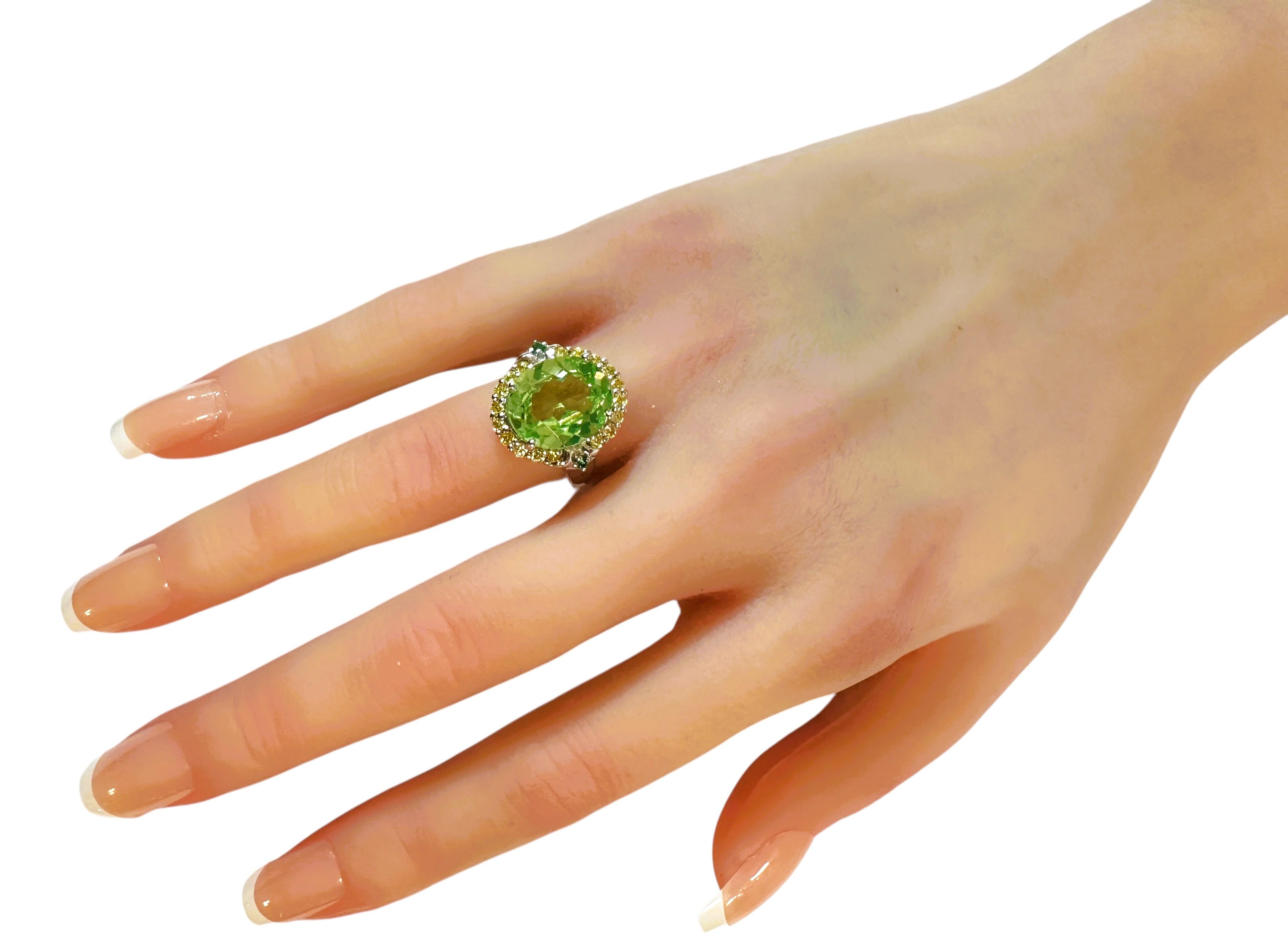 Nuevo Anillo de Plata de Ley de 7,65 Quilates de Peridoto Verde Menta y Zafiro talla Diamante Tamaño 6,25 2