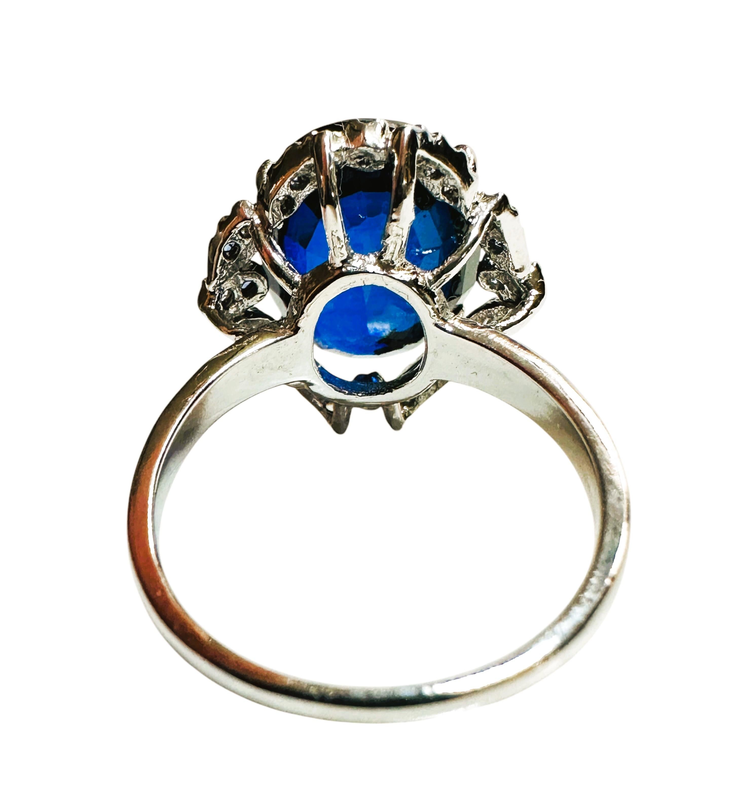 Oval Cut New 7.78 Carat Deep Blue Sapphire & Diamond Cut Sapphire Sterling Silver Ring
