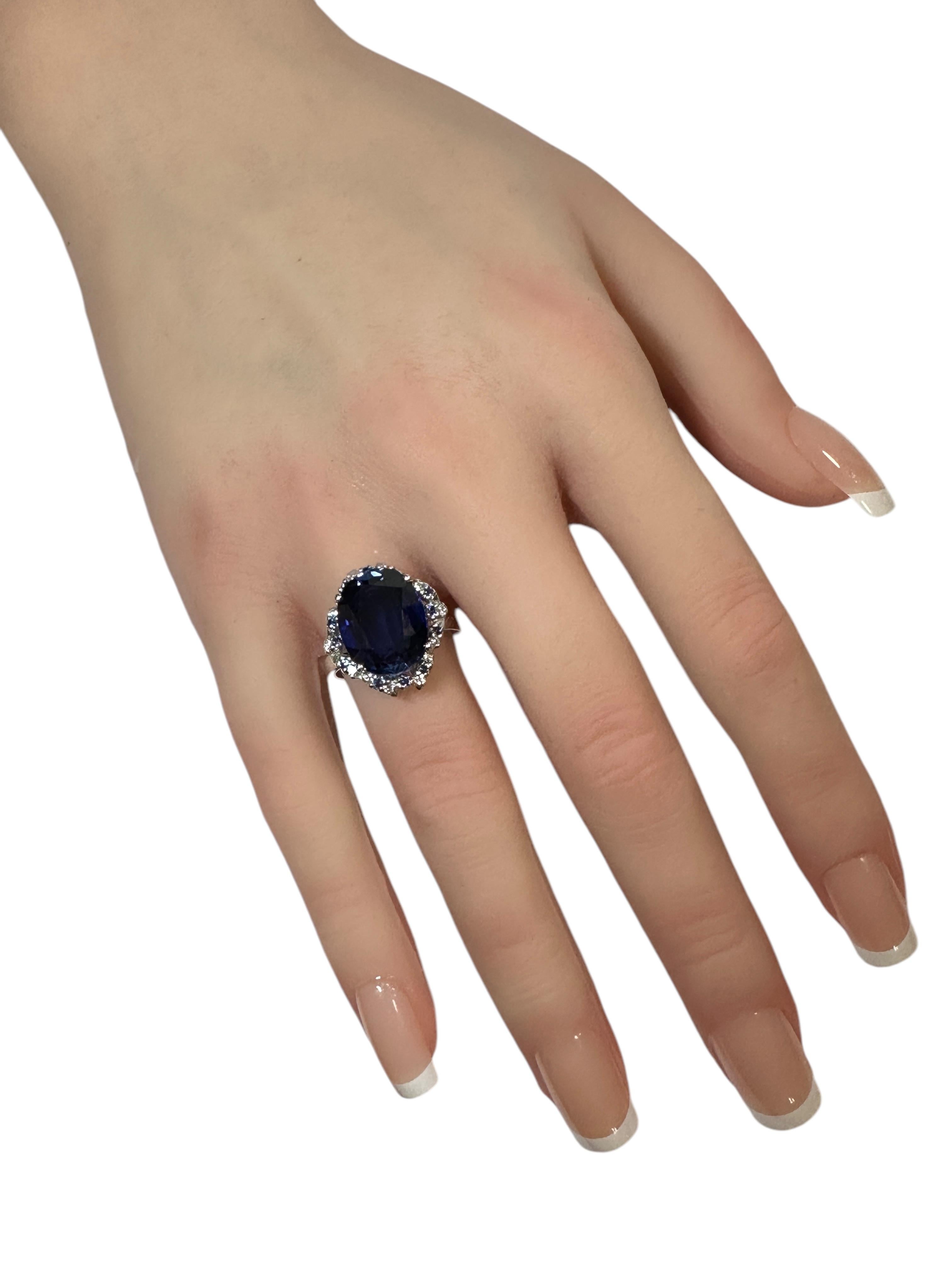 New 7.78 Carat Deep Blue Sapphire & Diamond Cut Sapphire Sterling Silver Ring 3