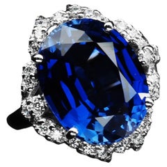 New 7.78 Carat Deep Blue Sapphire & Diamond Cut Sapphire Sterling Silver Ring