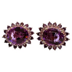 New 7.80 Carat Amethyst 
Diamond Cut Sapphire Sterling Earrings