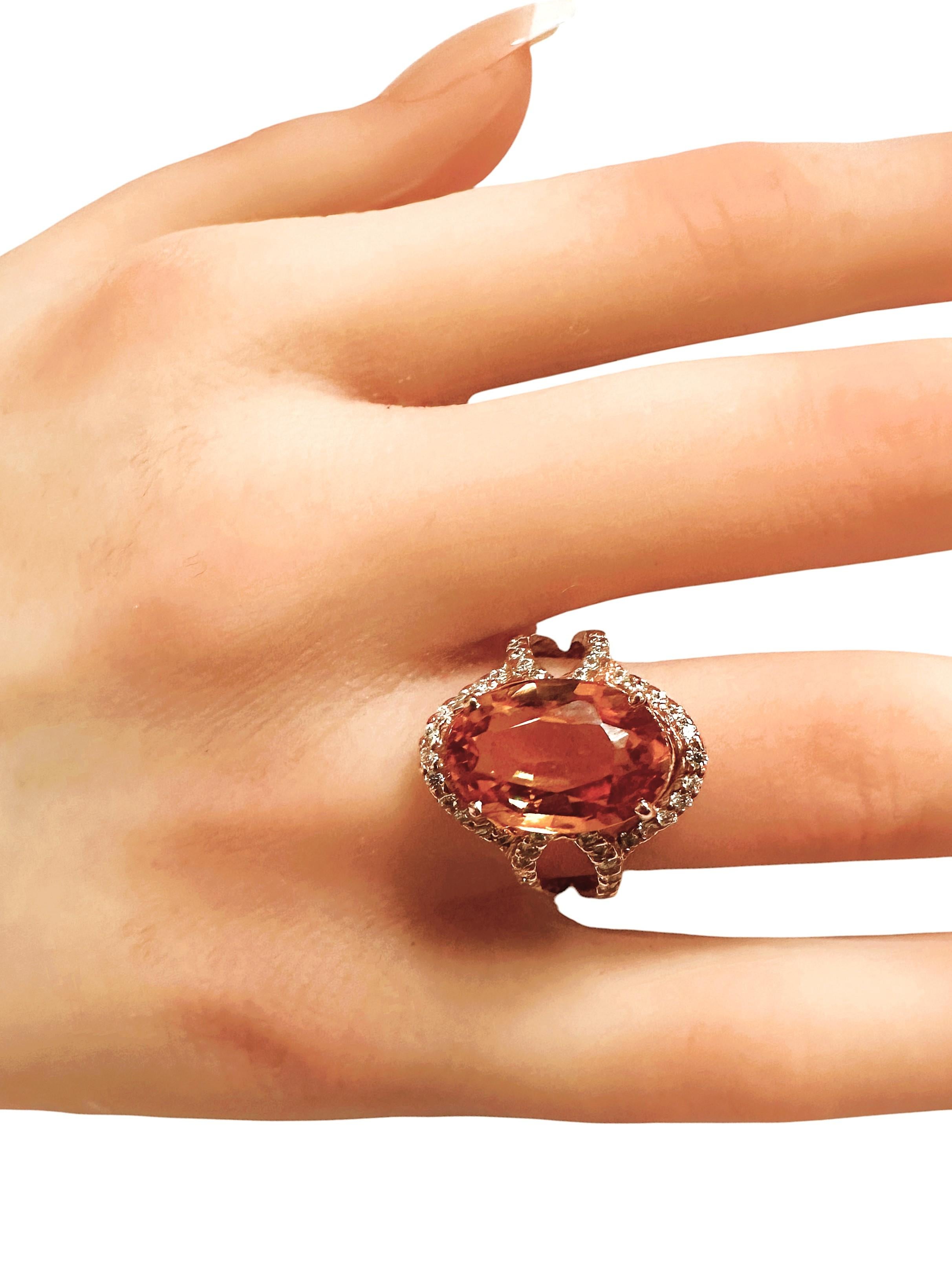 New 7.81 Carat Whiskey Yellow Sapphire & Diamond Cut Sapphire RG Sterling Ring For Sale 1