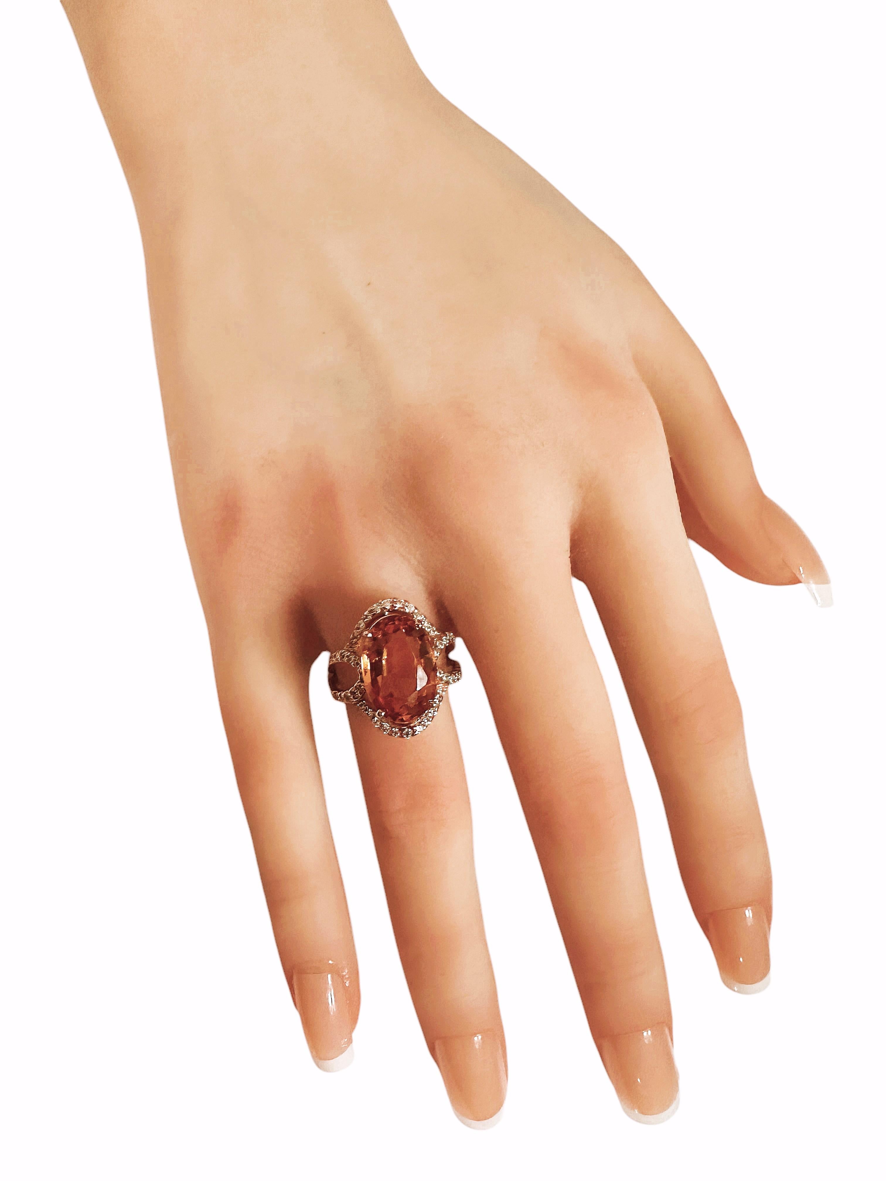 New 7.81 Carat Whiskey Yellow Sapphire & Diamond Cut Sapphire RG Sterling Ring For Sale 2