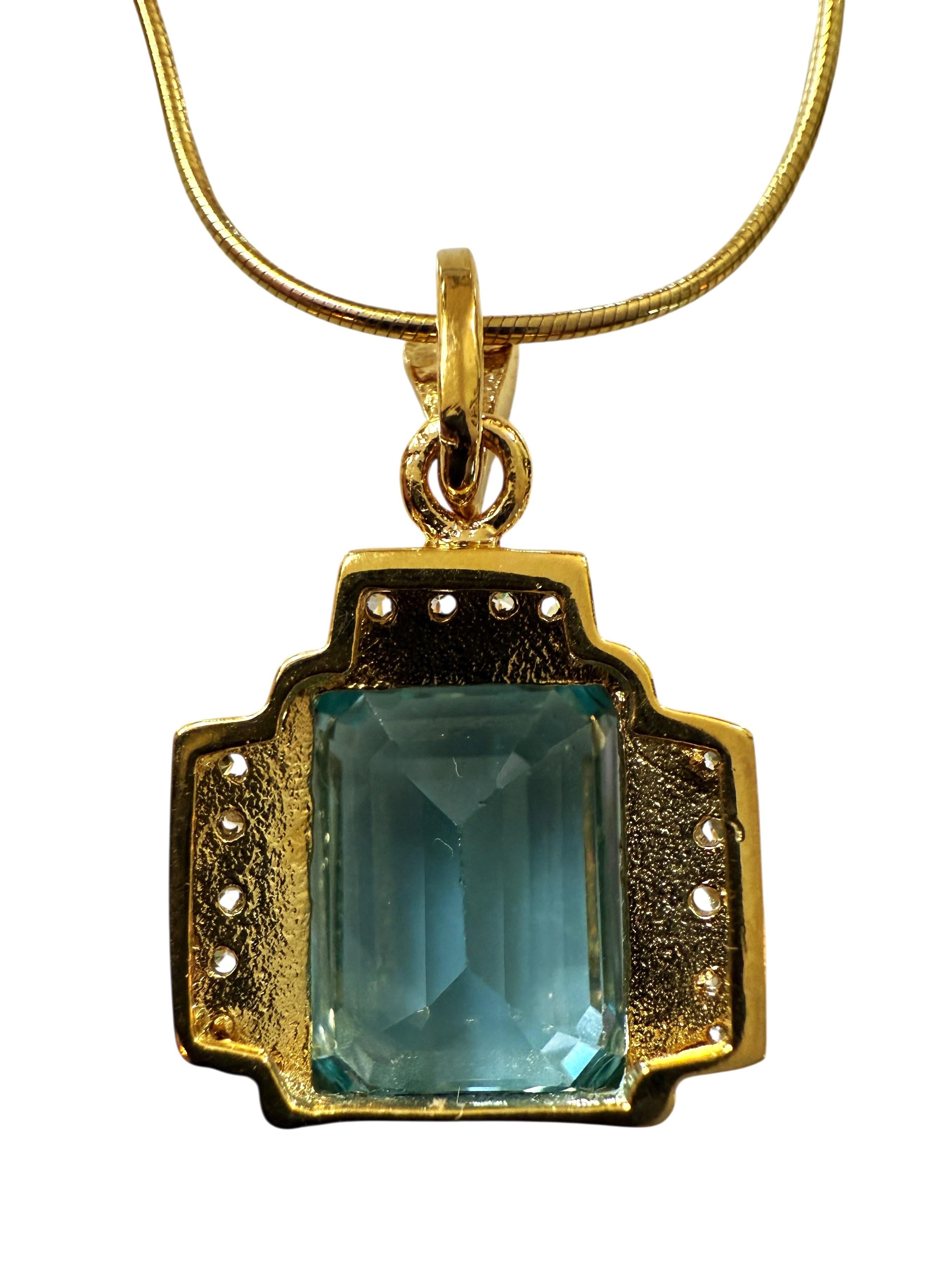 New 7.9 Carat Paraiba Tourmaline & Diamond Cut Sapphire Gold PL Sterling Necklac In condizioni Nuovo in vendita a Eagan, MN