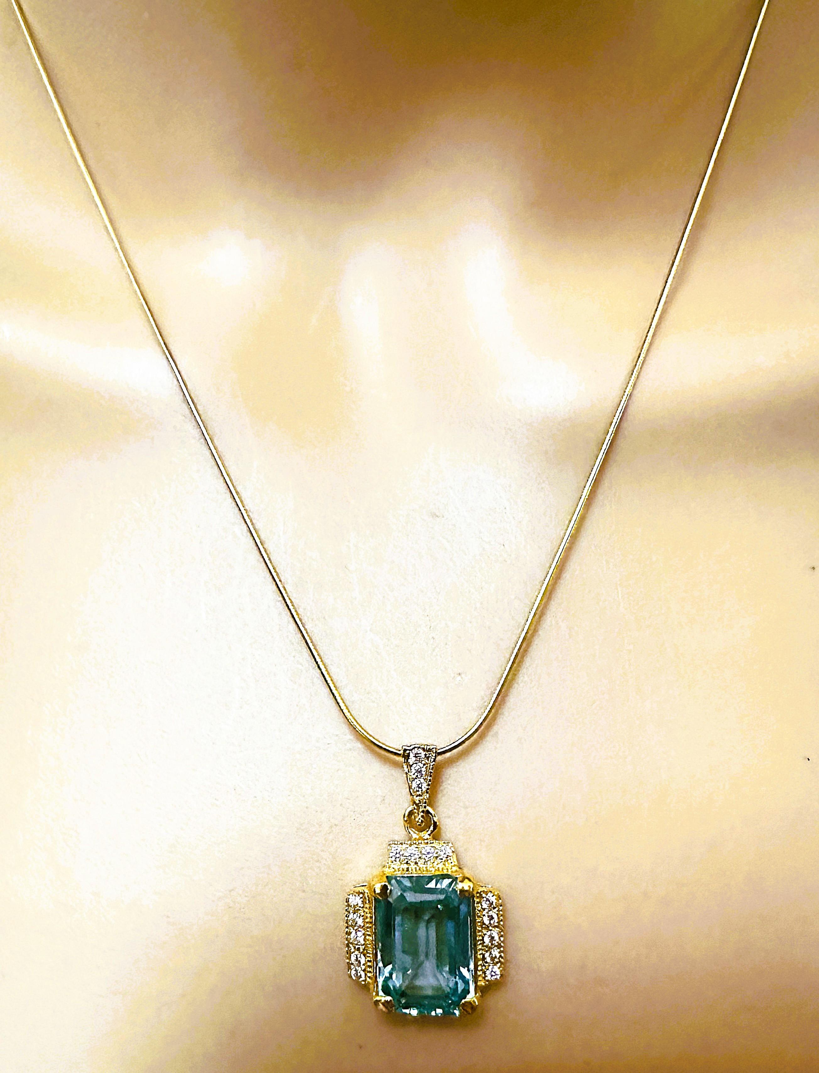 New 7.9 Carat Paraiba Tourmaline & Diamond Cut Sapphire Gold PL Sterling Necklac in vendita 2