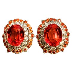 &New orecchini in argento sterling con zaffiro “Sunset Orange” da 7,9 carati e zaffiri tagliati a diamante