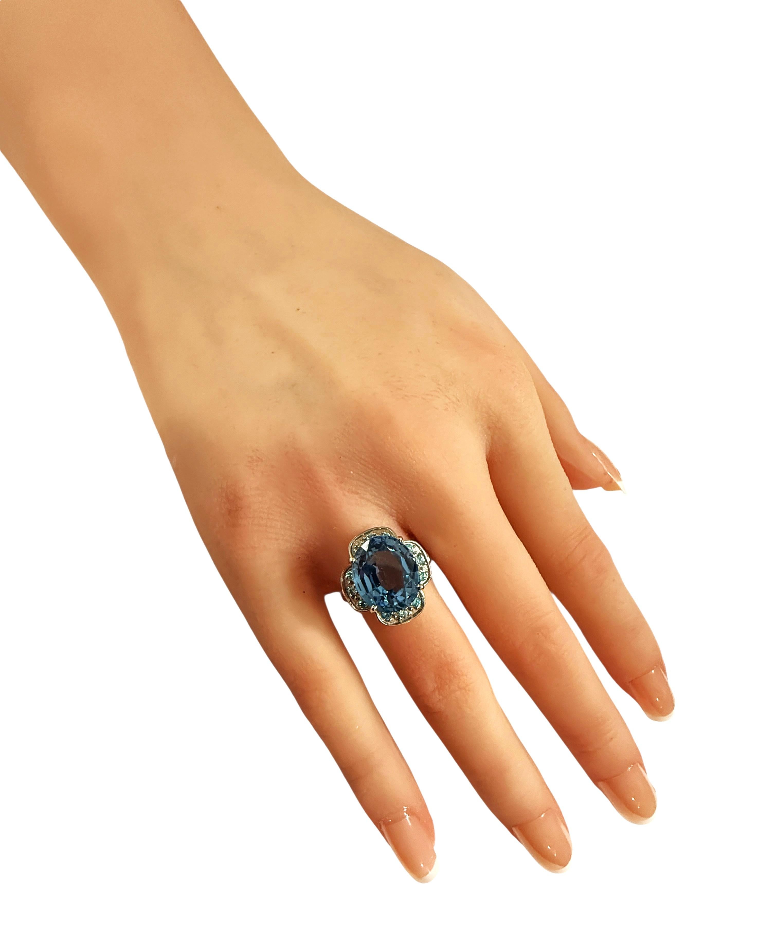 Nuevo Anillo de Esterlina de Topacio Azul de Londres de 7,90 Quilates y Zafiro talla Diamante Art Decó