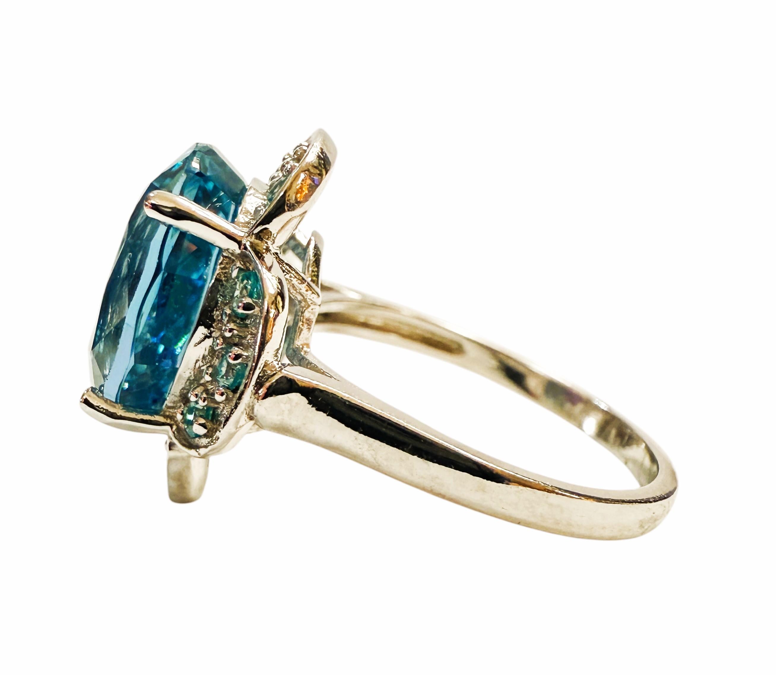 Nuevo Anillo de Esterlina de Topacio Azul de Londres de 7,90 Quilates y Zafiro talla Diamante 1