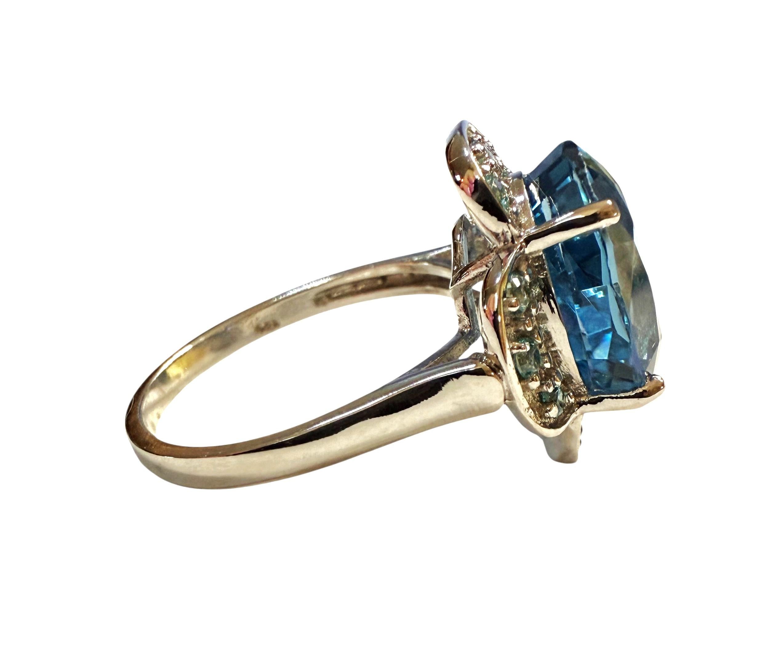 Nuevo Anillo de Esterlina de Topacio Azul de Londres de 7,90 Quilates y Zafiro talla Diamante 2