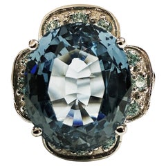 Nuevo Anillo de Esterlina de Topacio Azul de Londres de 7,90 Quilates y Zafiro talla Diamante