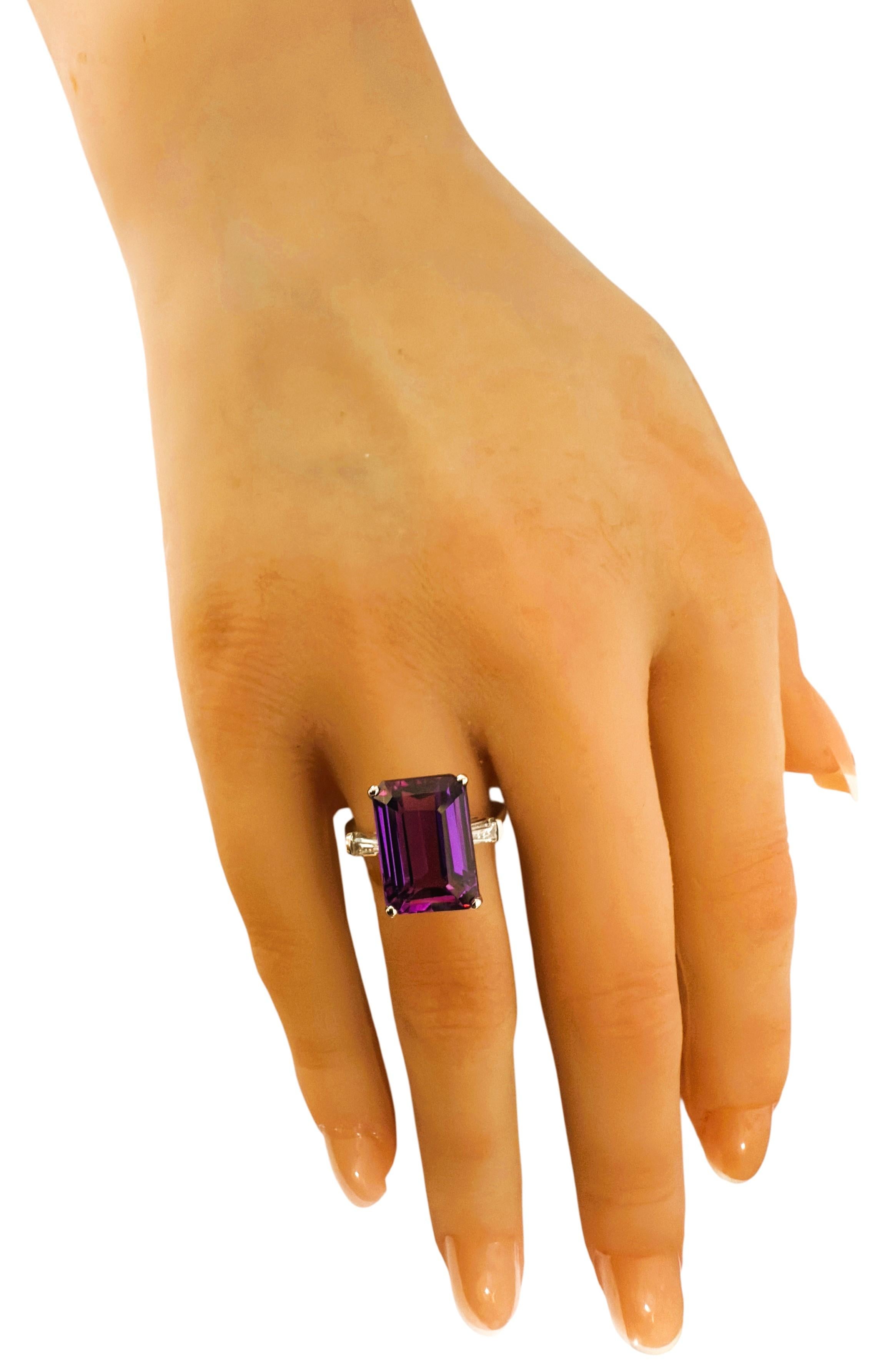 De las mujeres Nuevo Anillo de Plata de Ley con Zafiro Baguette y Corte Esmeralda Púrpura de 7,90 Quilates en venta