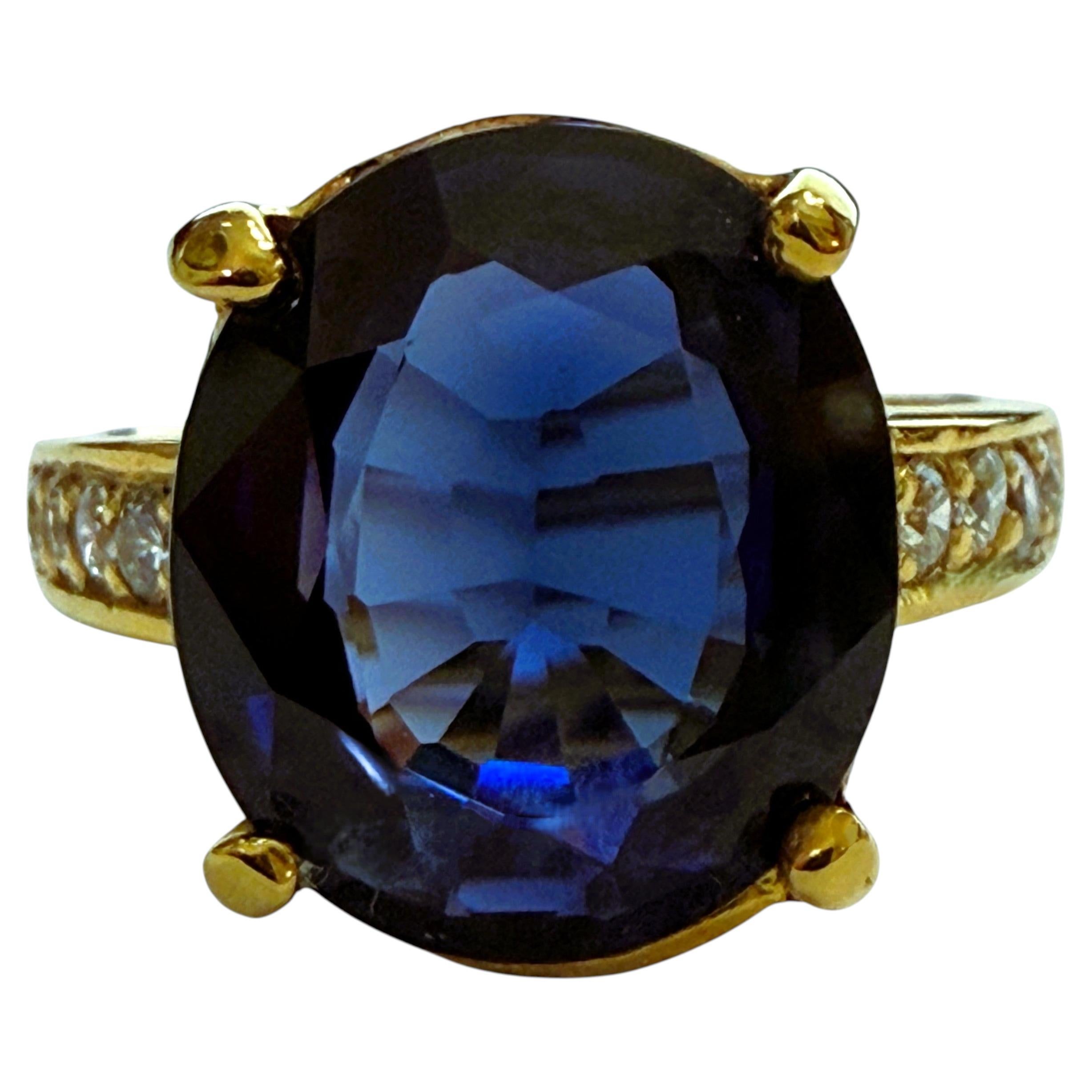 New 7.90 Carat Sapphire 24k Yellow Gold Plated Sterling Silver Ring