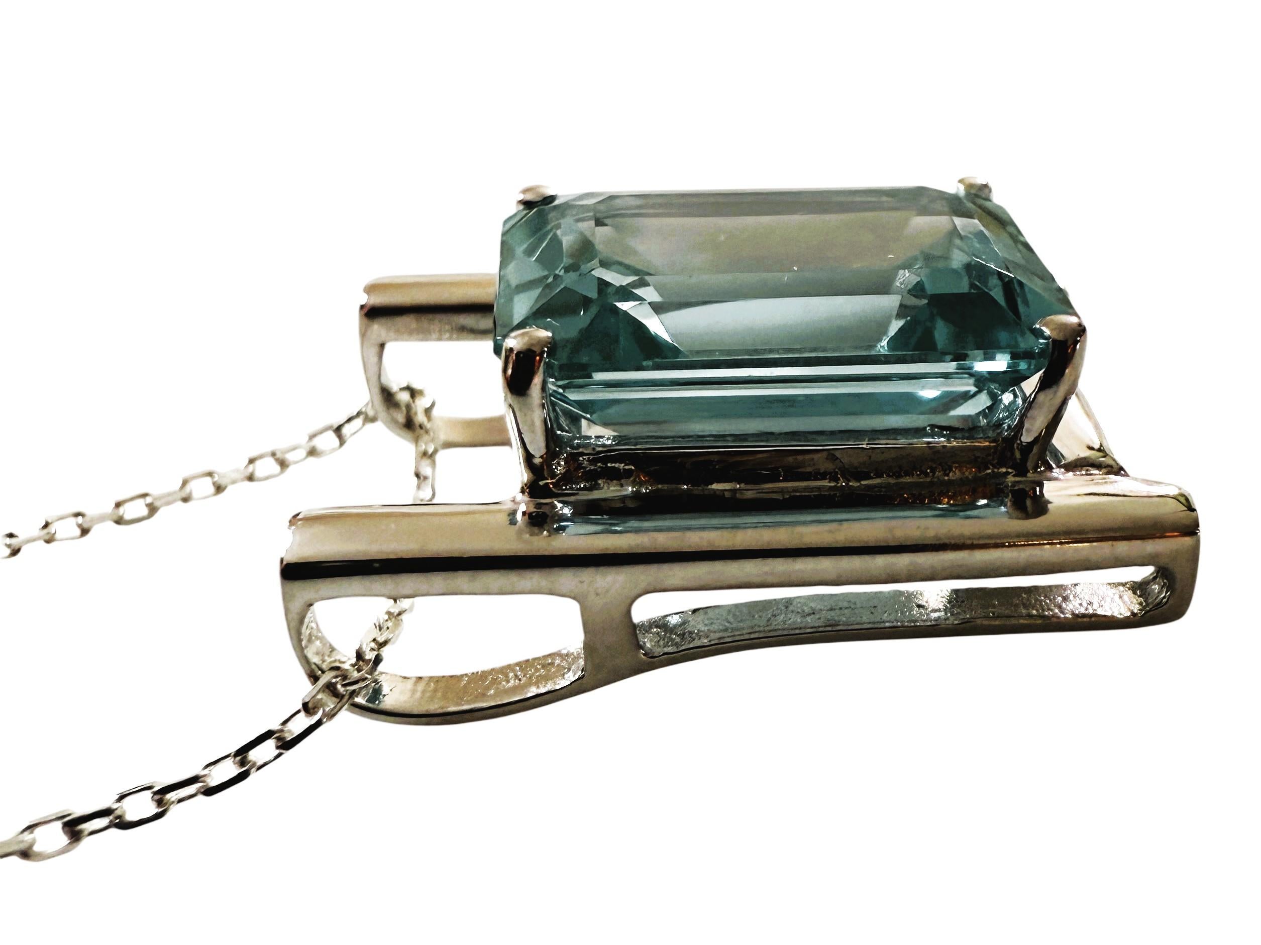 New 7.95 Carat Bluish Green Paraiba Tourmaline Sterling Pendant Necklace 18