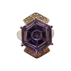 NEW 8 Ct. Natural Amethyst Ring with Diamonds in 14k Solid Yellow Gold