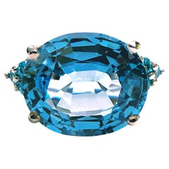 New 8.0 Carat Baby Blue Topaz & Diamond Cut Sapphire Sterling Ring