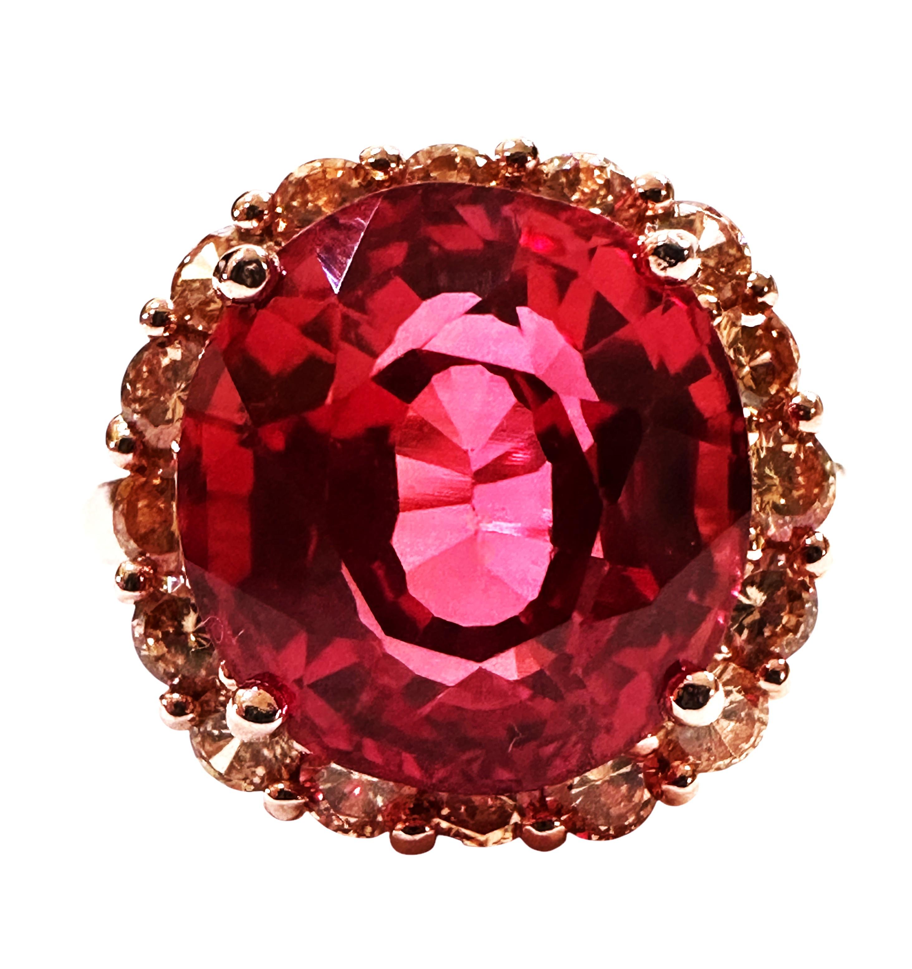 This is an amazing ring.  The ring is a size 6.75. The stone is from Africa.  It is a beautiful antique cushion cut stone and is 8.02 cts.  It is a very high quality stone.  It measures 11.8 x 11 mm and and is surrounded by beautiful  diamond cut