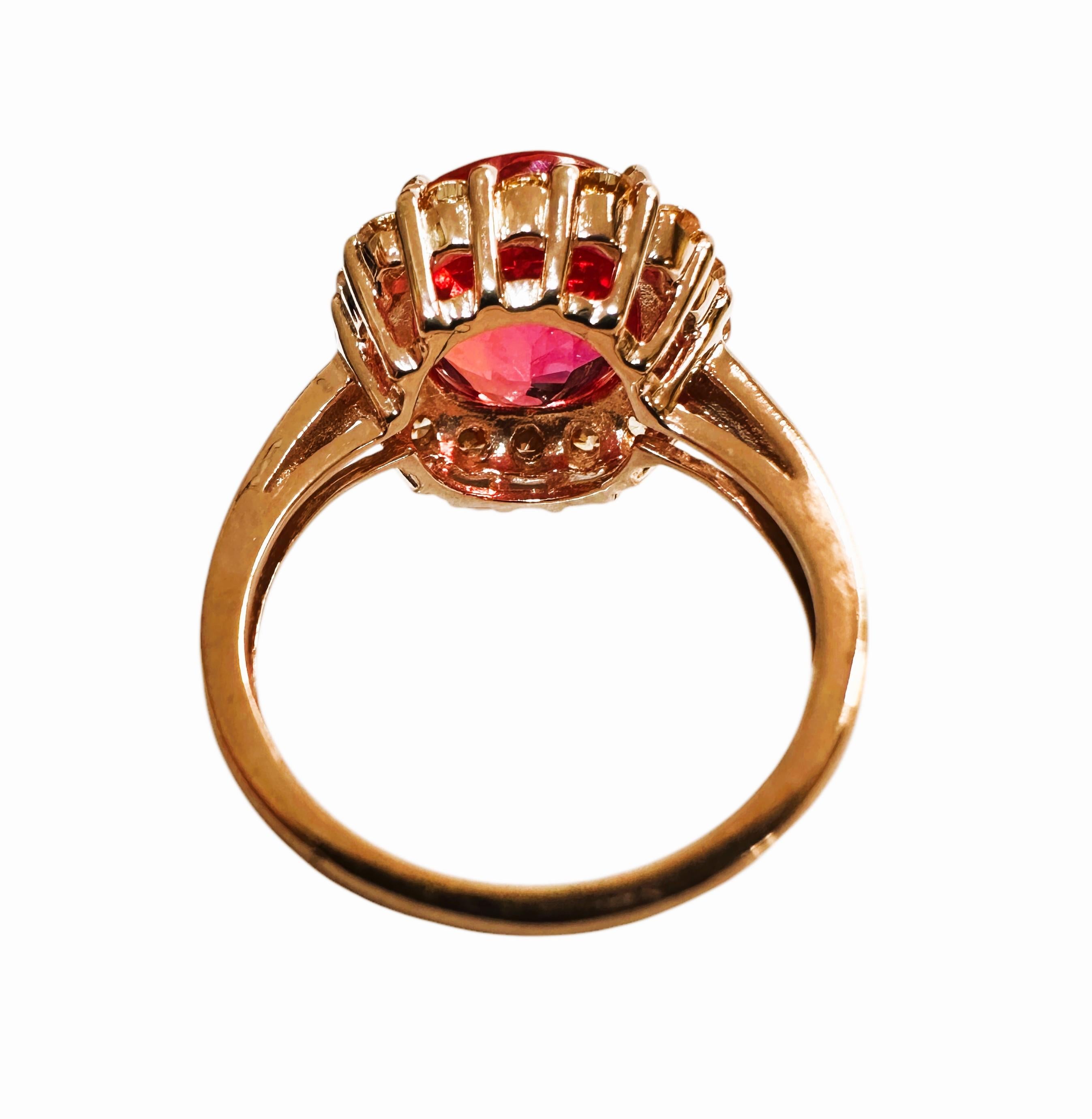 Antique Cushion Cut New 8.02 Carat Padparadscha & Diamond Cut Sapphire R Gold Pl Sterling Ring