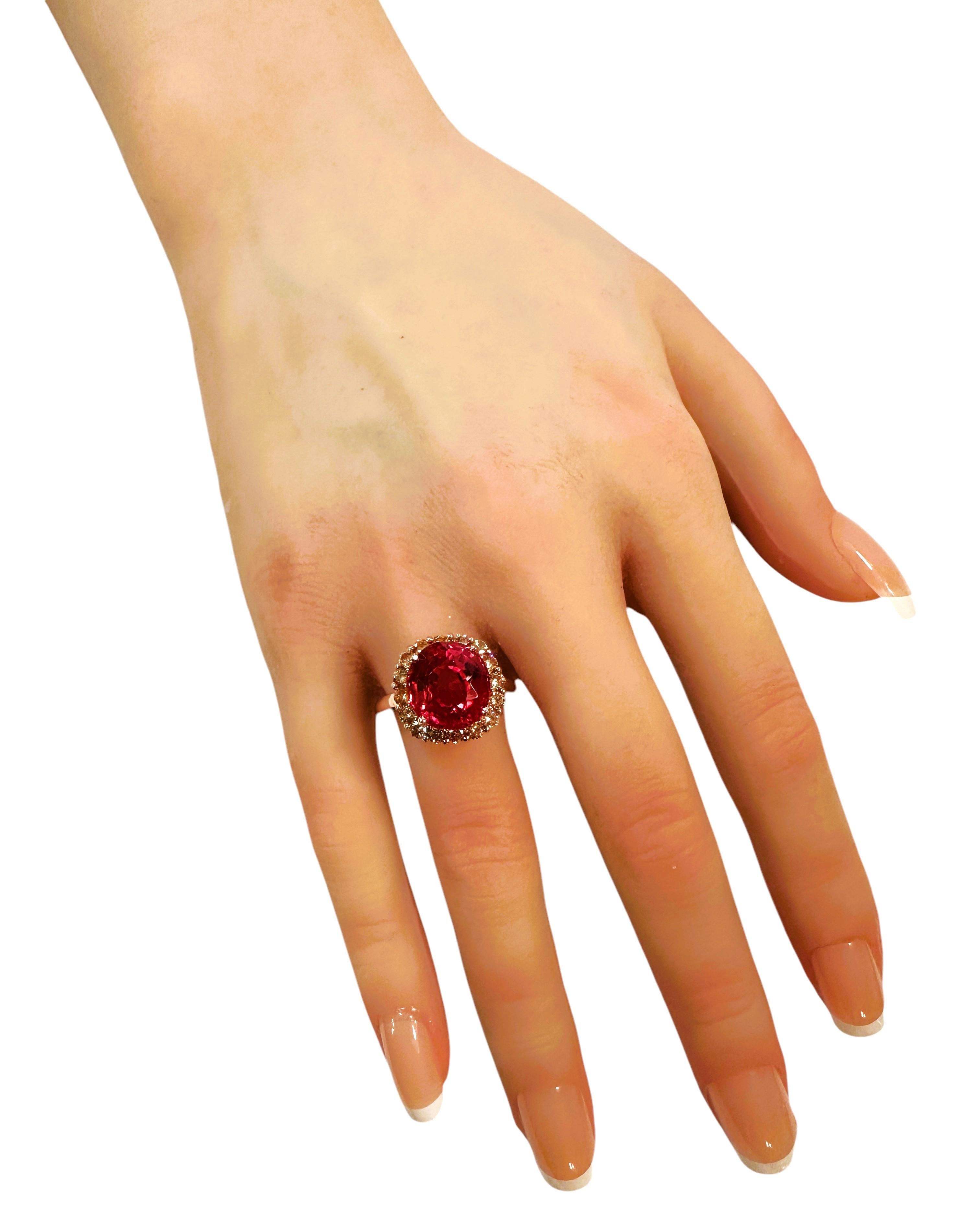Women's New 8.02 Carat Padparadscha & Diamond Cut Sapphire R Gold Pl Sterling Ring