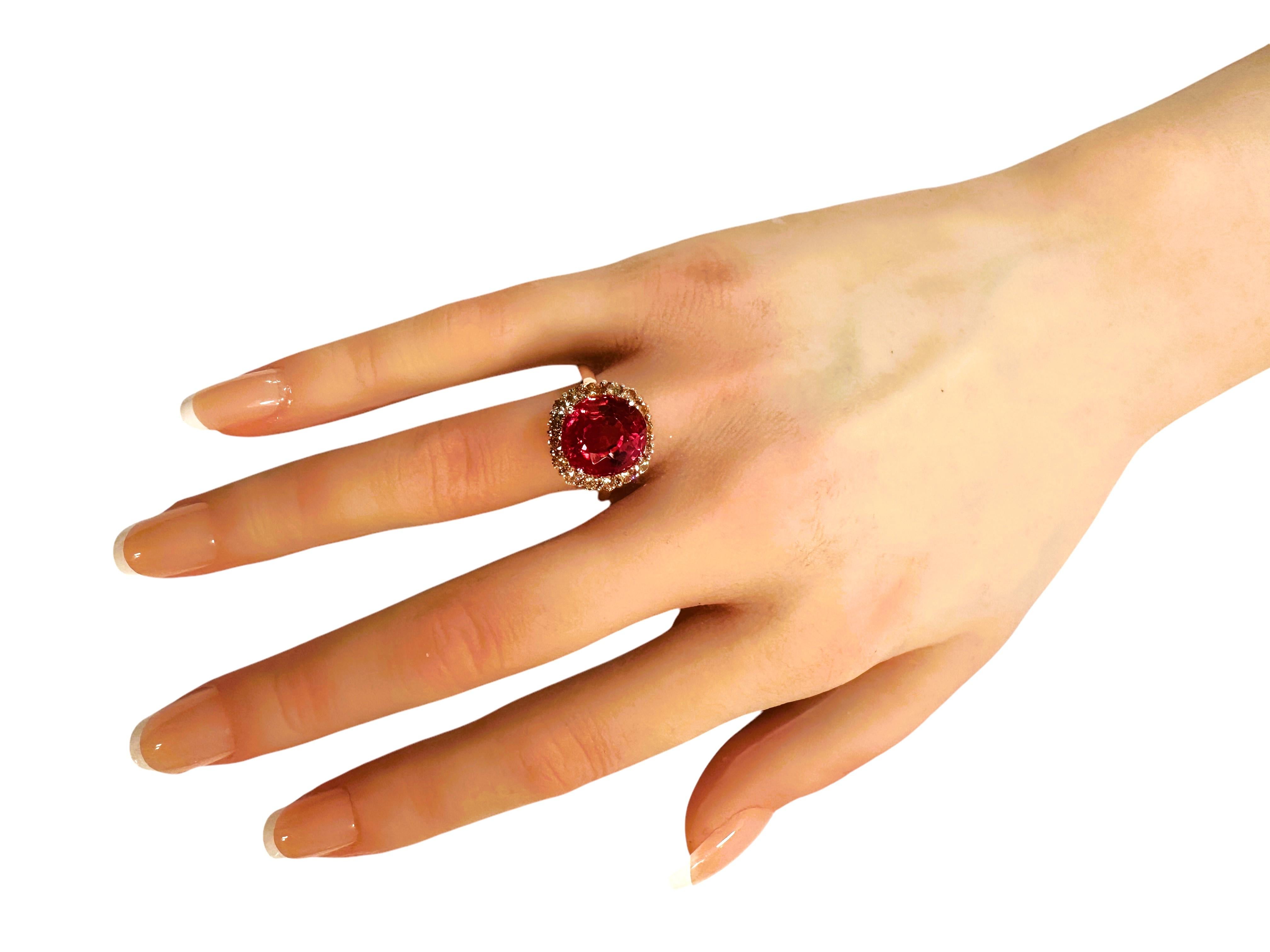 New 8.02 Carat Padparadscha & Diamond Cut Sapphire R Gold Pl Sterling Ring 1