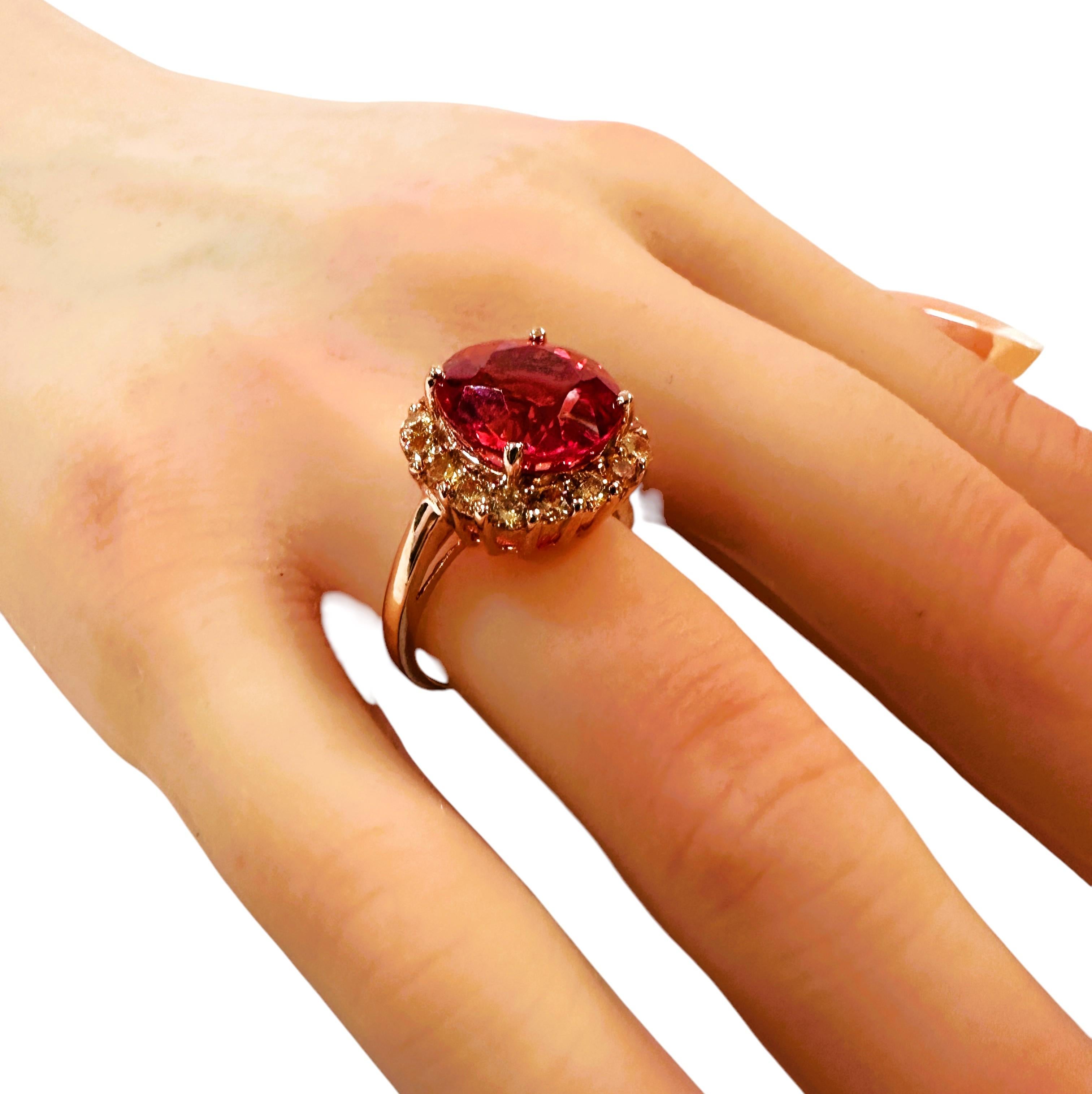 New 8.02 Carat Padparadscha & Diamond Cut Sapphire R Gold Pl Sterling Ring 2