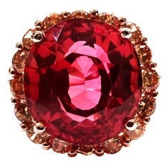 Nuevo 8.02 Quilates Padparadscha & Zafiro Corte Diamante R Anillo Oro Pl Sterling